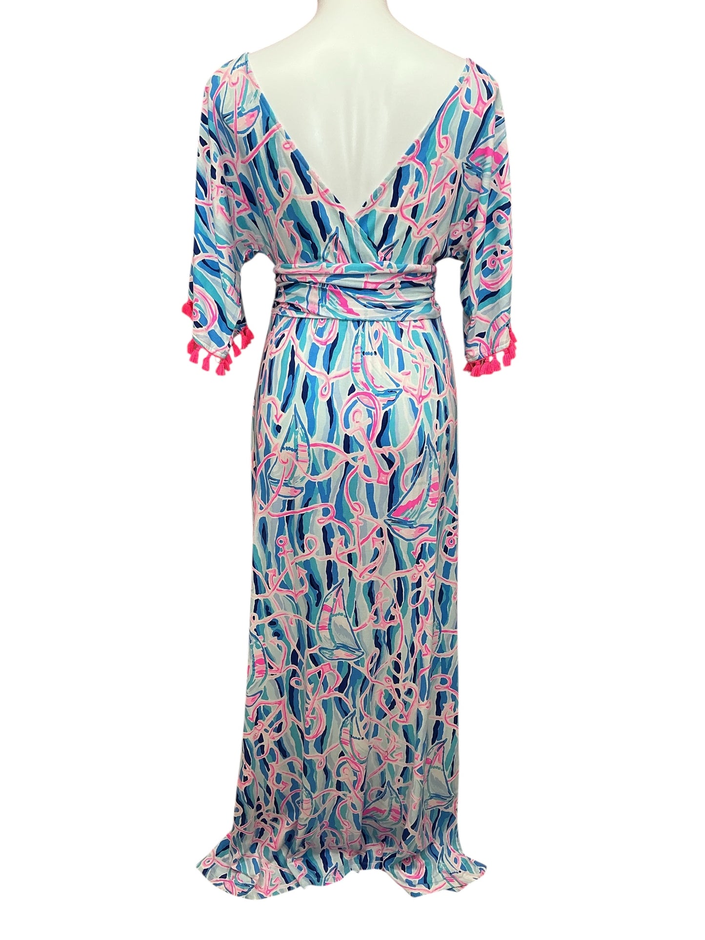 Lilly Pulitzer NWT Parigi Maxi Dress Reel Nauti Skim Blue - Size XL