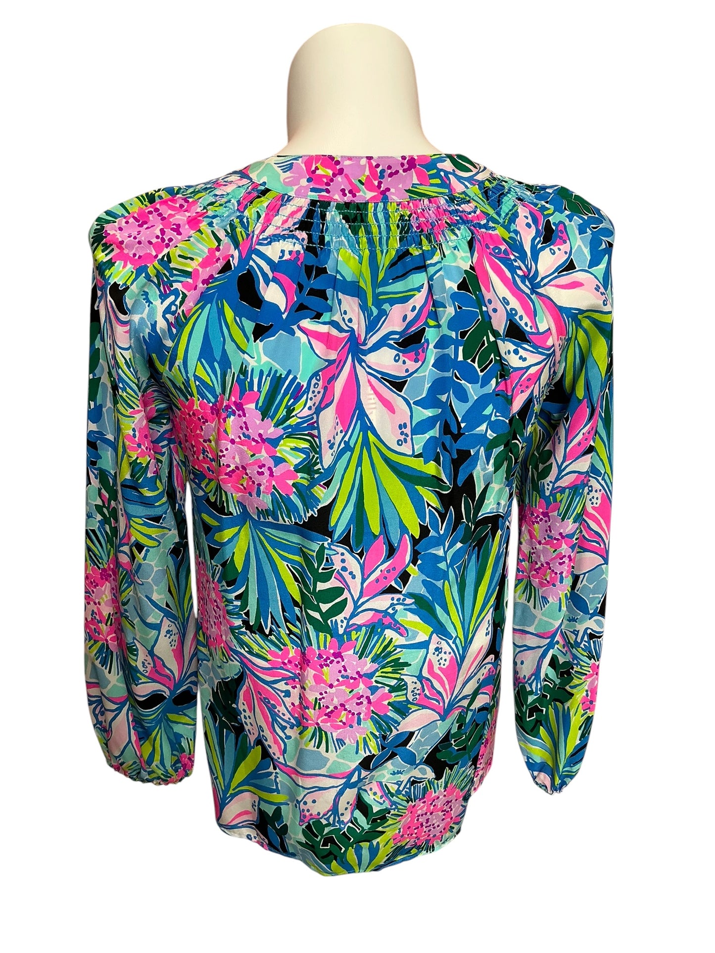 Lilly Pulitzer Elsa Silk Top Multi Golden Hour Glam - Size S