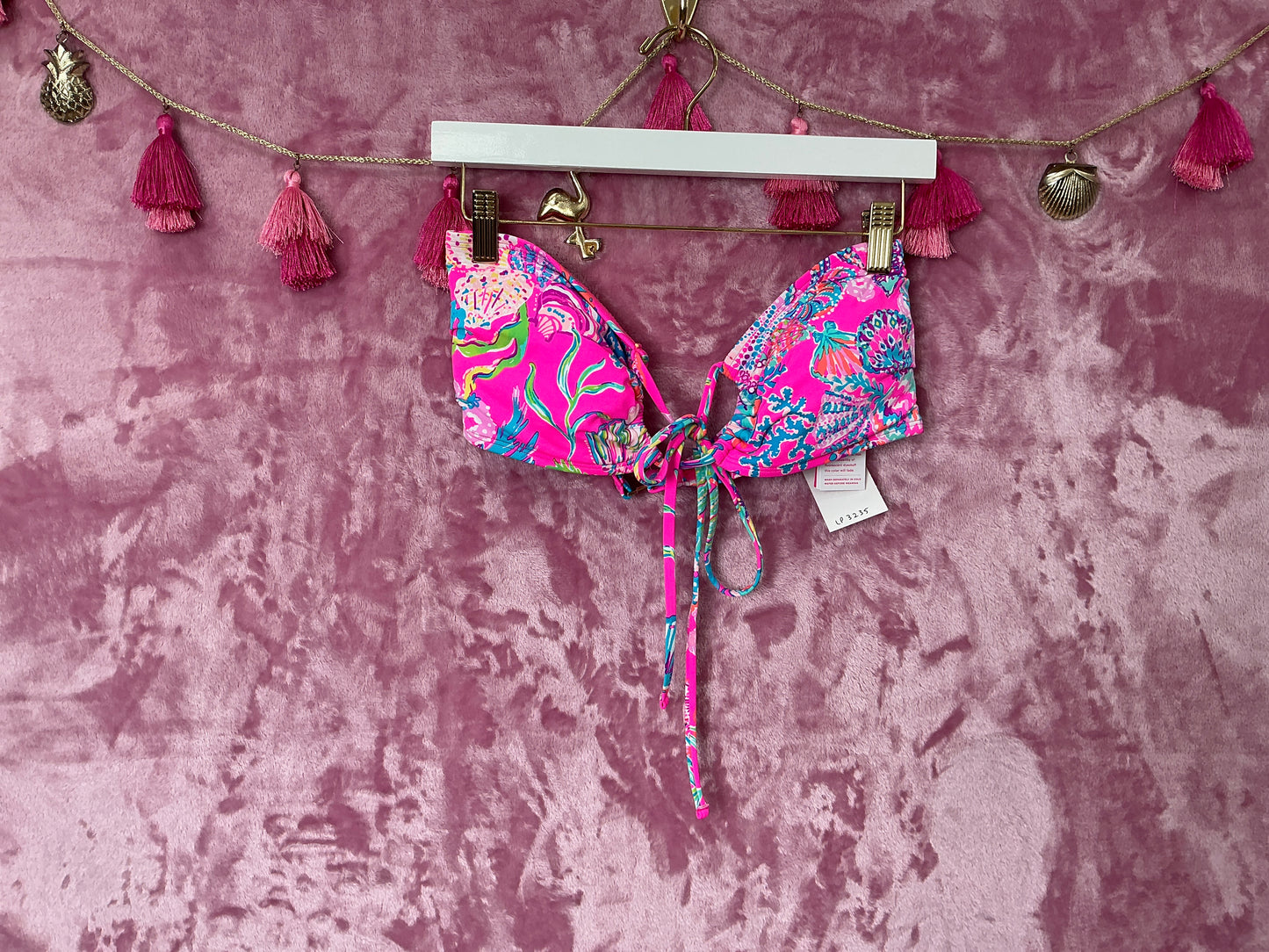 Lilly Pulitzer Bikini Top NWT - Aven Bikini Top - Pink Isle - Shell Me Something Good - Size 14
