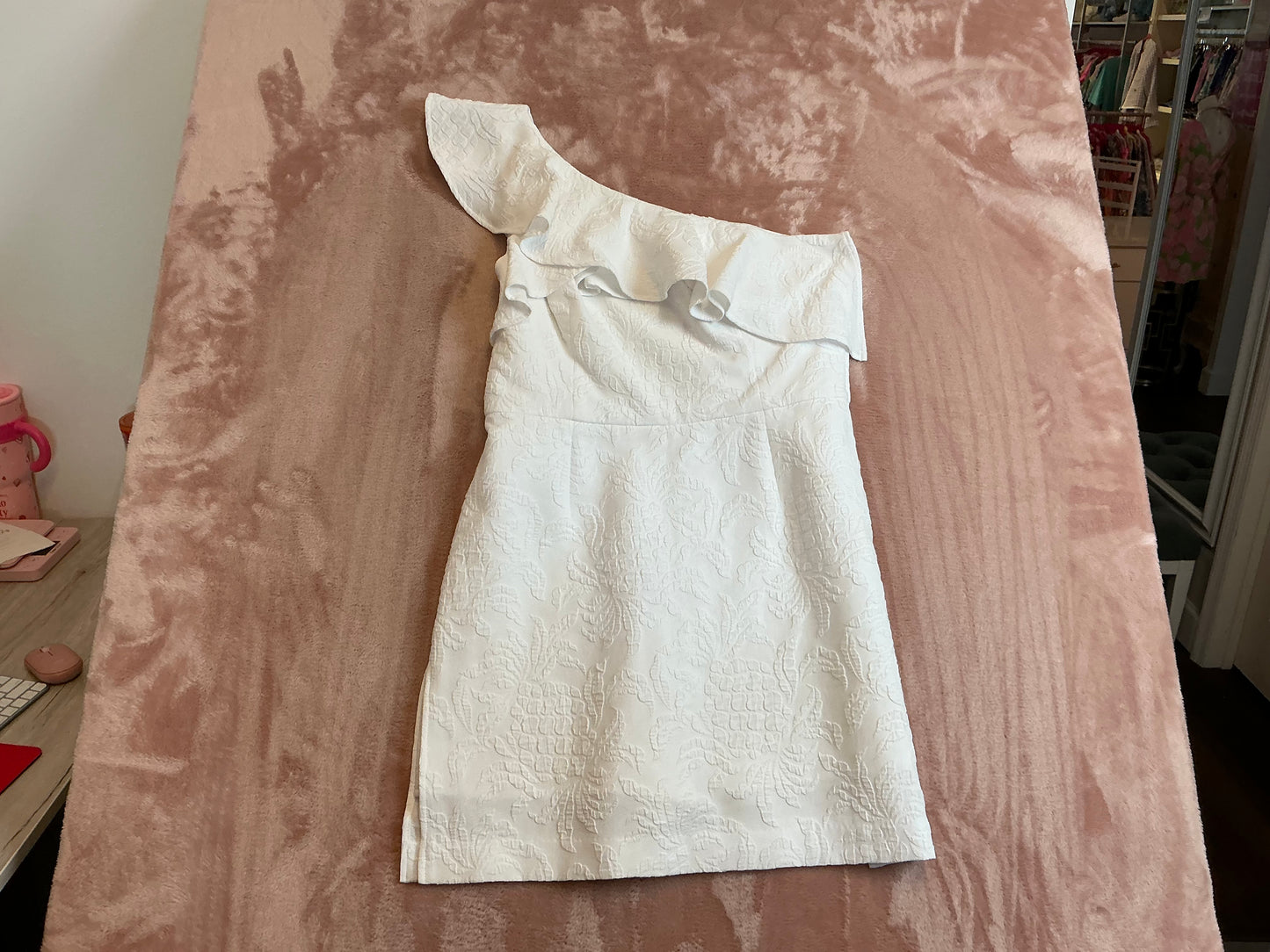 Lilly Pulitzer NWT Zoya Ruffle romper resort white pineapple pucker - Size 14