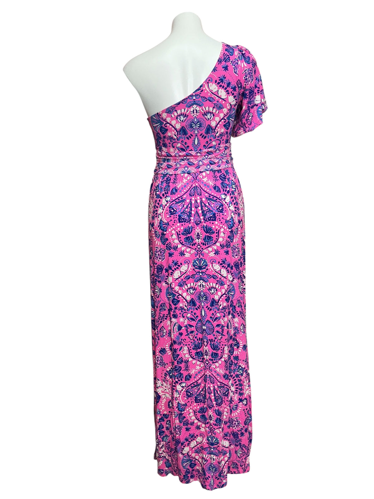 Lilly Pulitzer Solana One Shoulder Maxi Havana Pink Turtle Tidepool - Size S