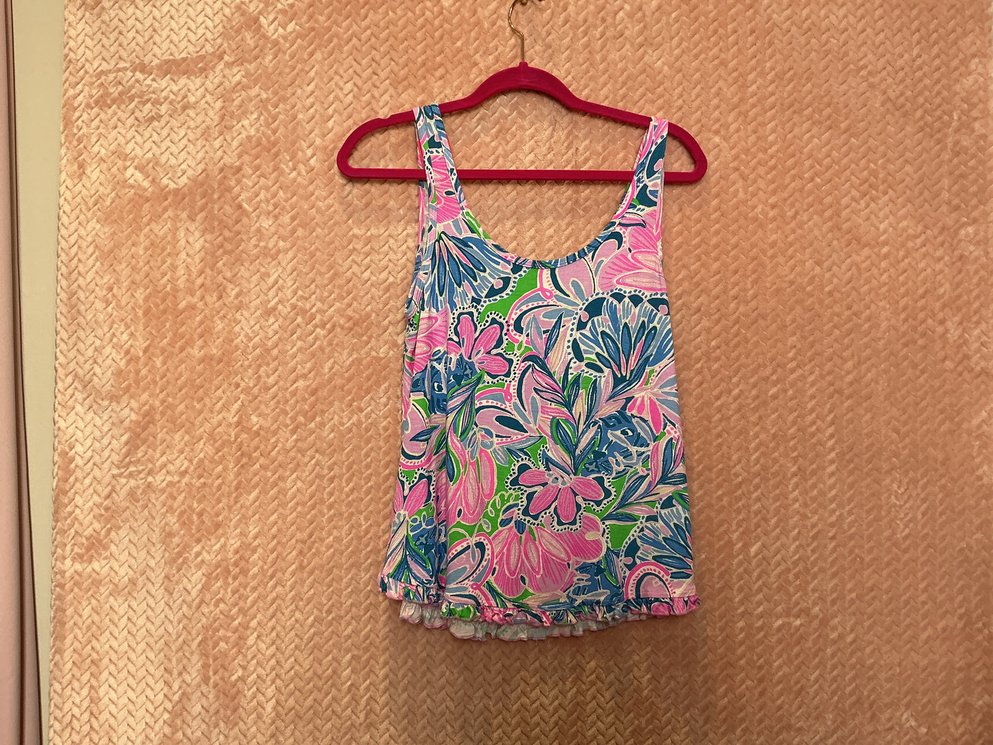 Lilly Pulitzer Ruffle PJ Tank Gecko Green Tiger Sunrise - Size S