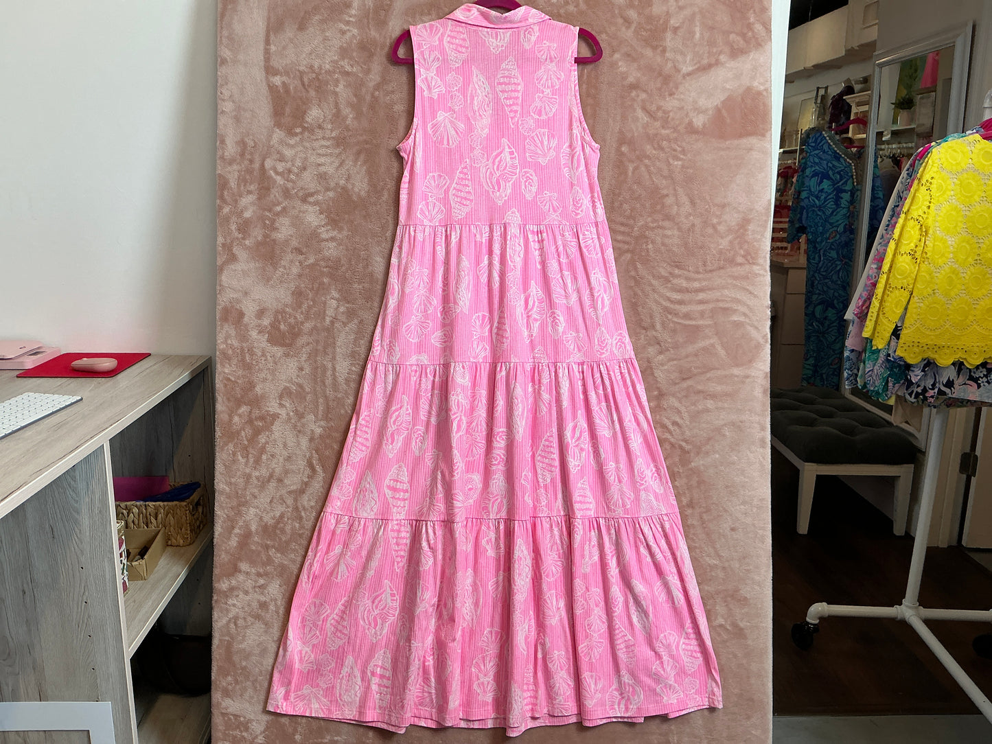 Lilly Pulitzer NWT Regan Maxi Dress Rousseau Pink Cool As Shell - Size M