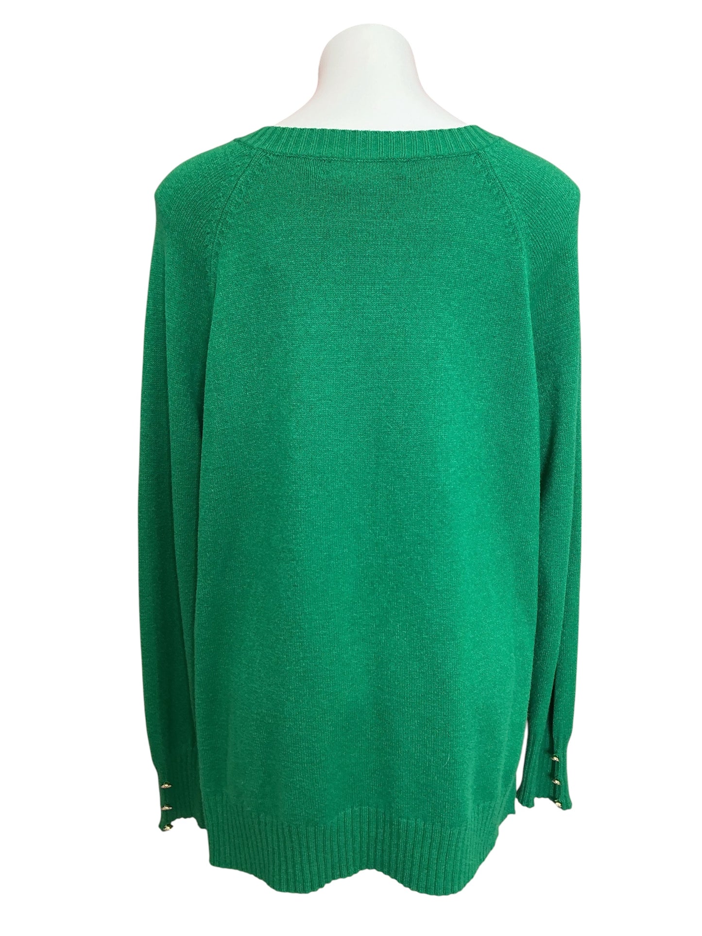Lilly Pulitzer Kaycee V Neck Sweater Fiddle Leaf Green - Size XL