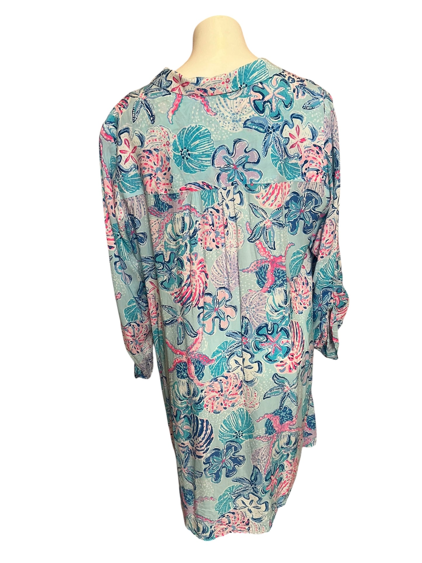 Lilly Pulitzer Natalie Shirtdress Cover-Up Bahamas Beachcomber - Size XL