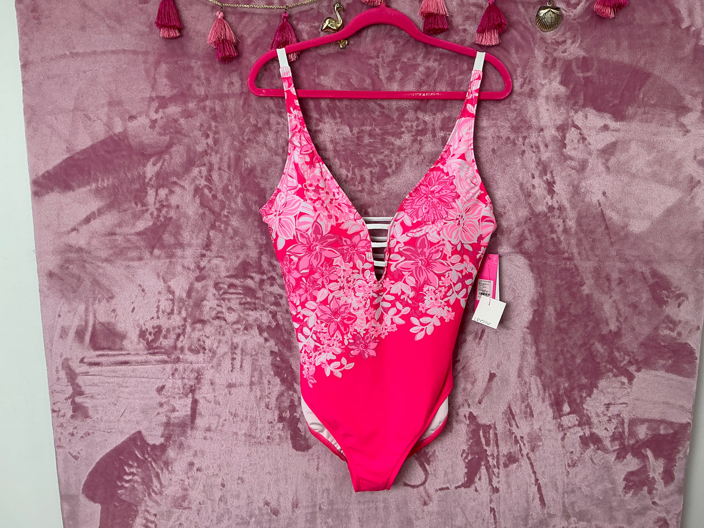 Lilly Pulitzer Bathing Suit NWT - Jaspen One Piece - Roxie Pink - Shadow Dancer - Engineered One Piece - Size 16