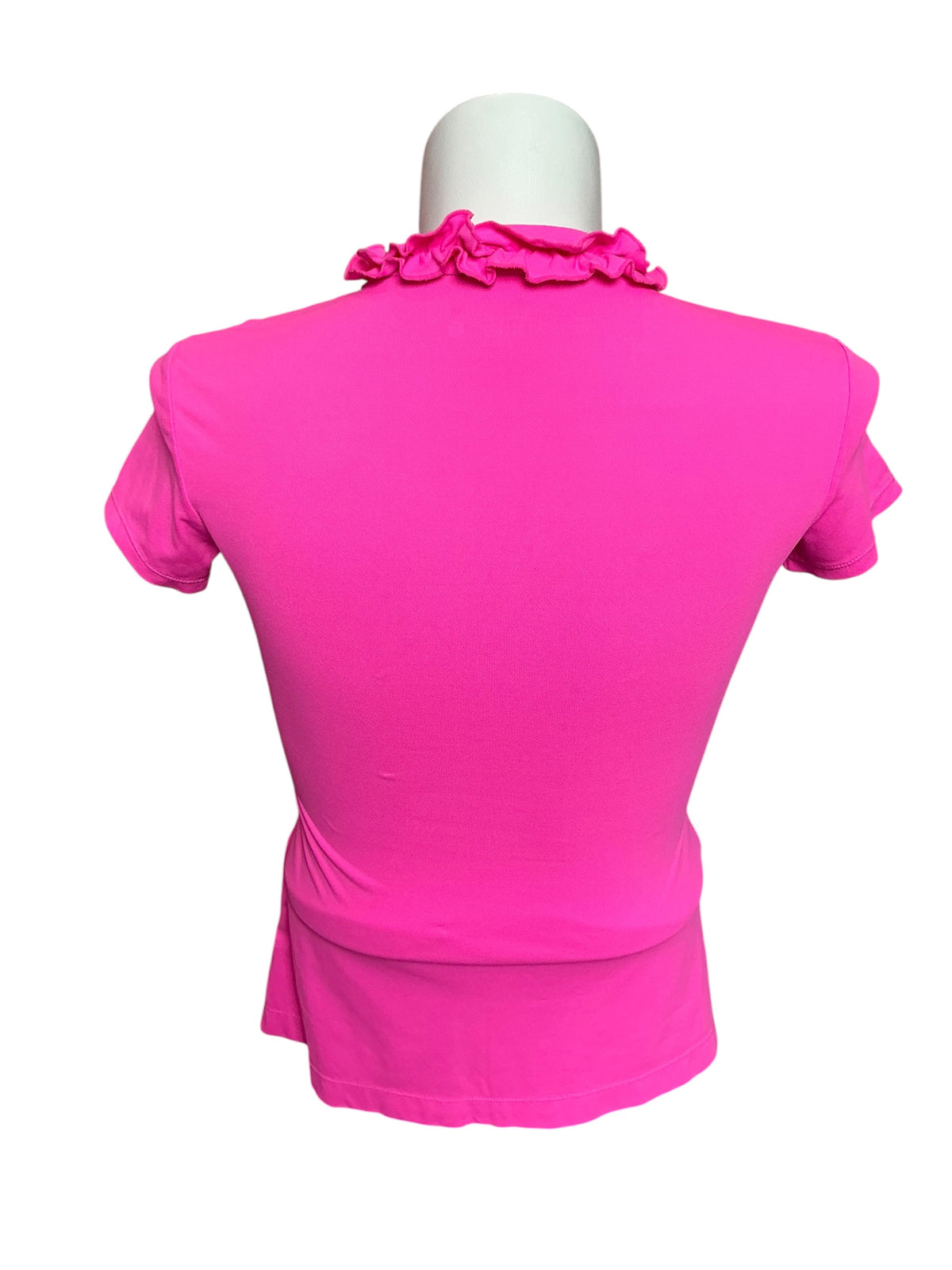 Lilly Pulitzer UPF 50+ Luxletic Frida Ruffle Polo Top Pink Isle - Size S