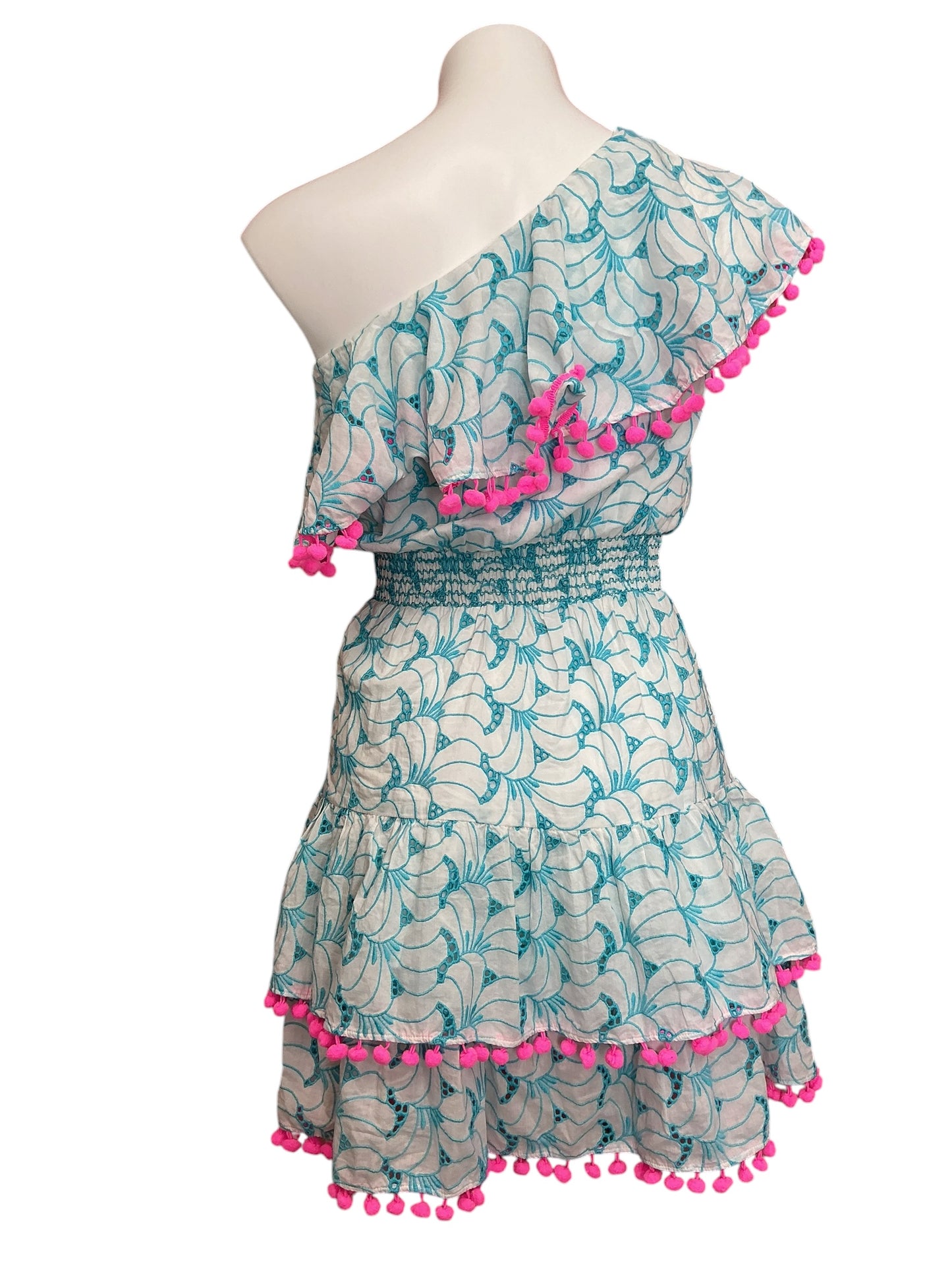 Lilly Pulitzer Addilyn Dress Bermuda Blue Tropical Swirl Eyelet - Size XS