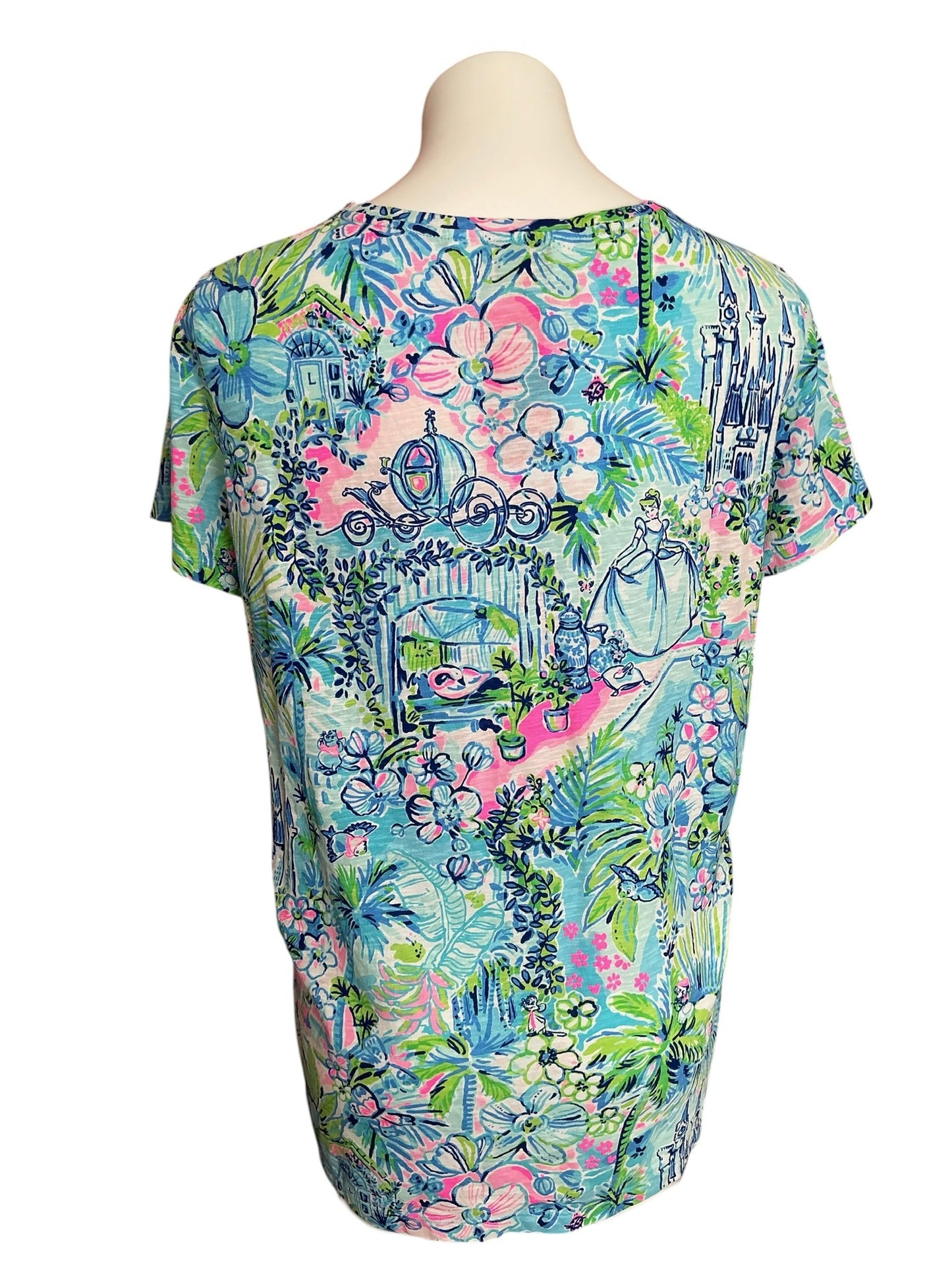 Lilly Pulitzer X Disney Etta V-Neck Top Lilly Loves Cinderella - Size XXL