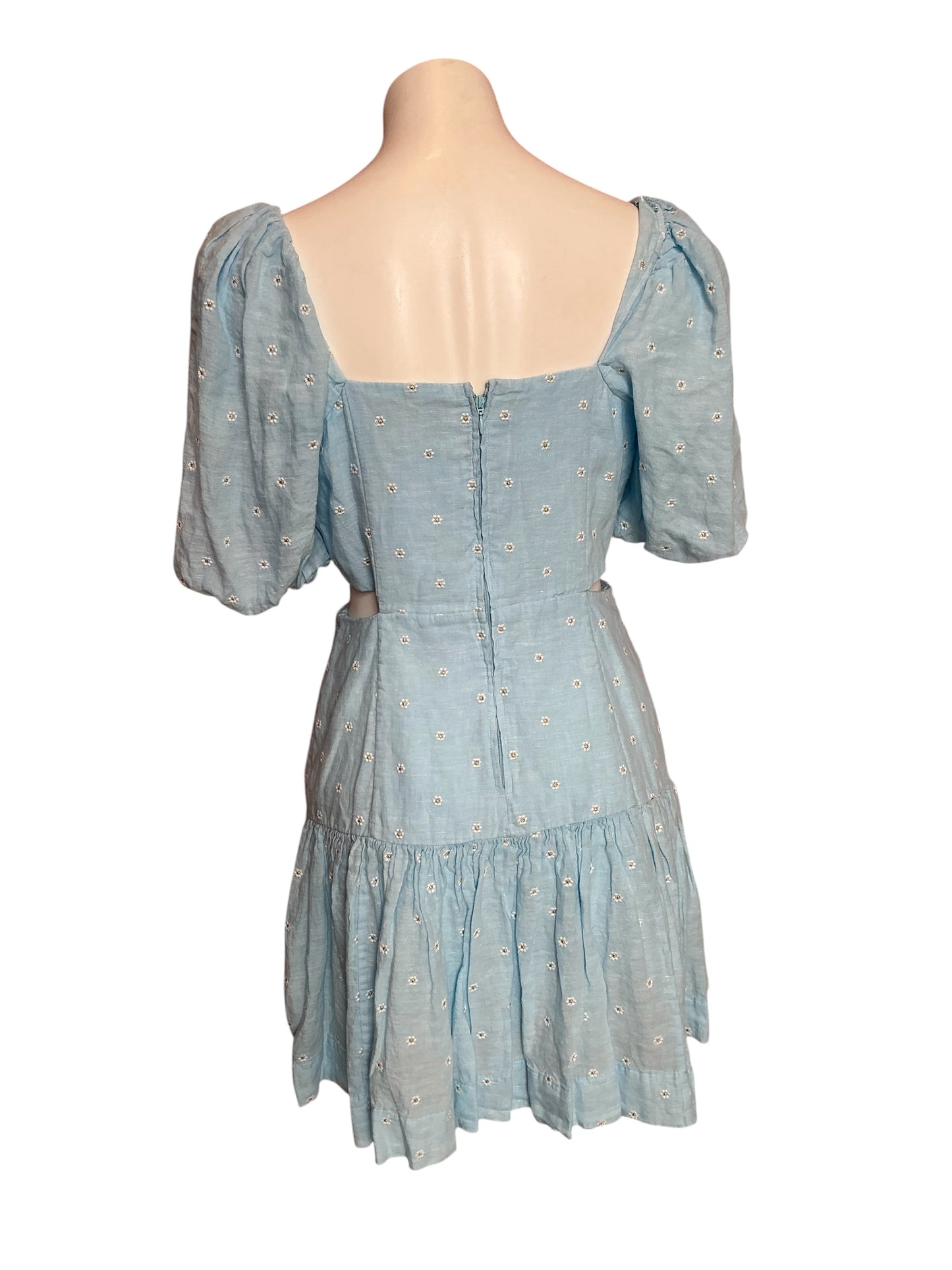 Lilly Pulitzer NWT Kylanne Elbow Sleeve Embroidered Linen Dress Hydra Blue You Drive Me Daisy Embroidered Linen - Size 4