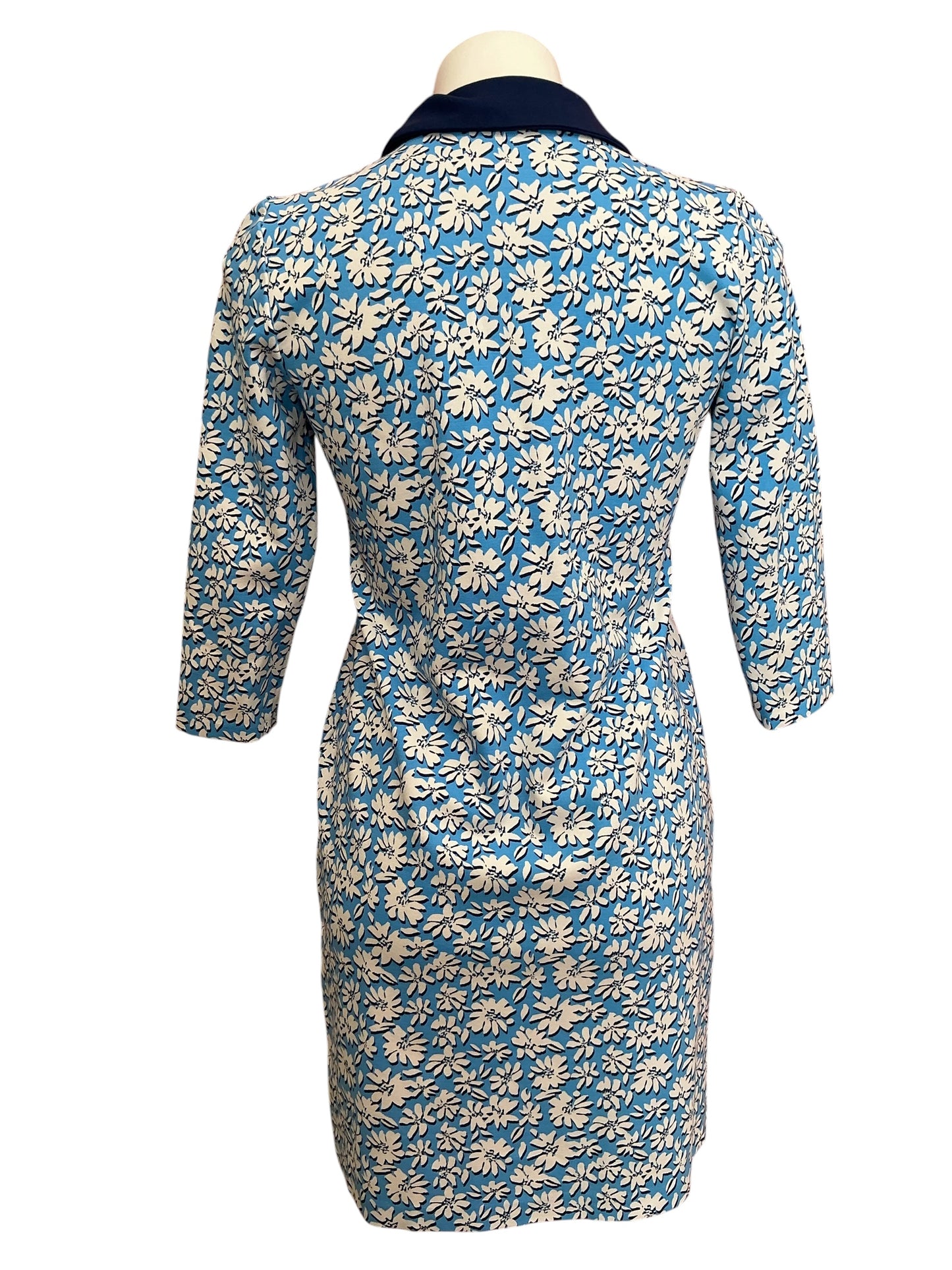 Lilly Pulitzer Ainslee 3/4 Sleeve Dress Lunar Blue Palm Beach Petals - Size S