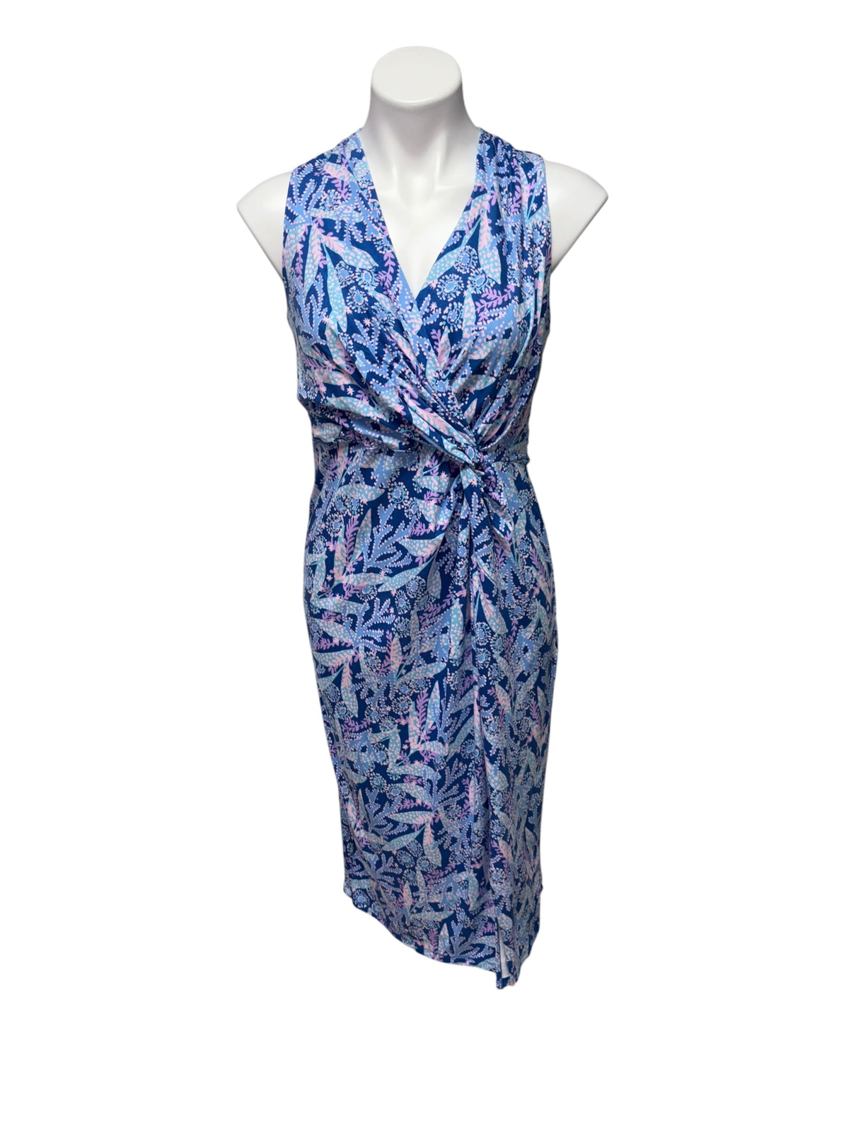 Lilly Pulitzer Odella V-Neck Midi Dress Barton Blue Star Gazing - Size 14