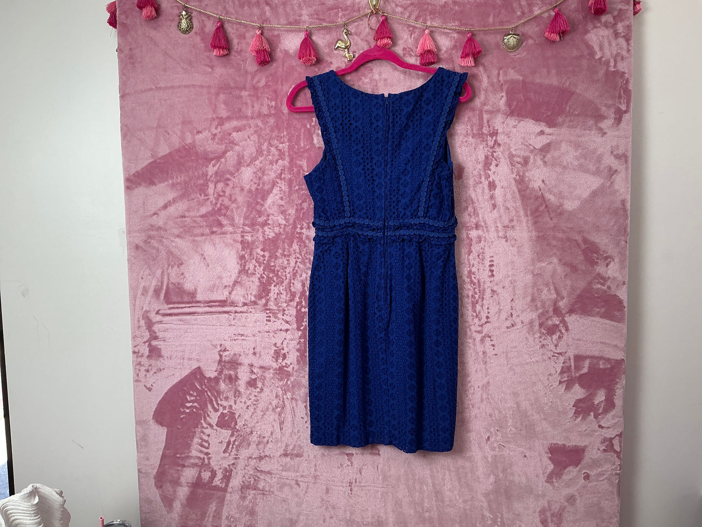 Lilly Pulitzer Kaylee Shift Dress - Lapis Lazuli - Petite Petal Eyelet - Size 4