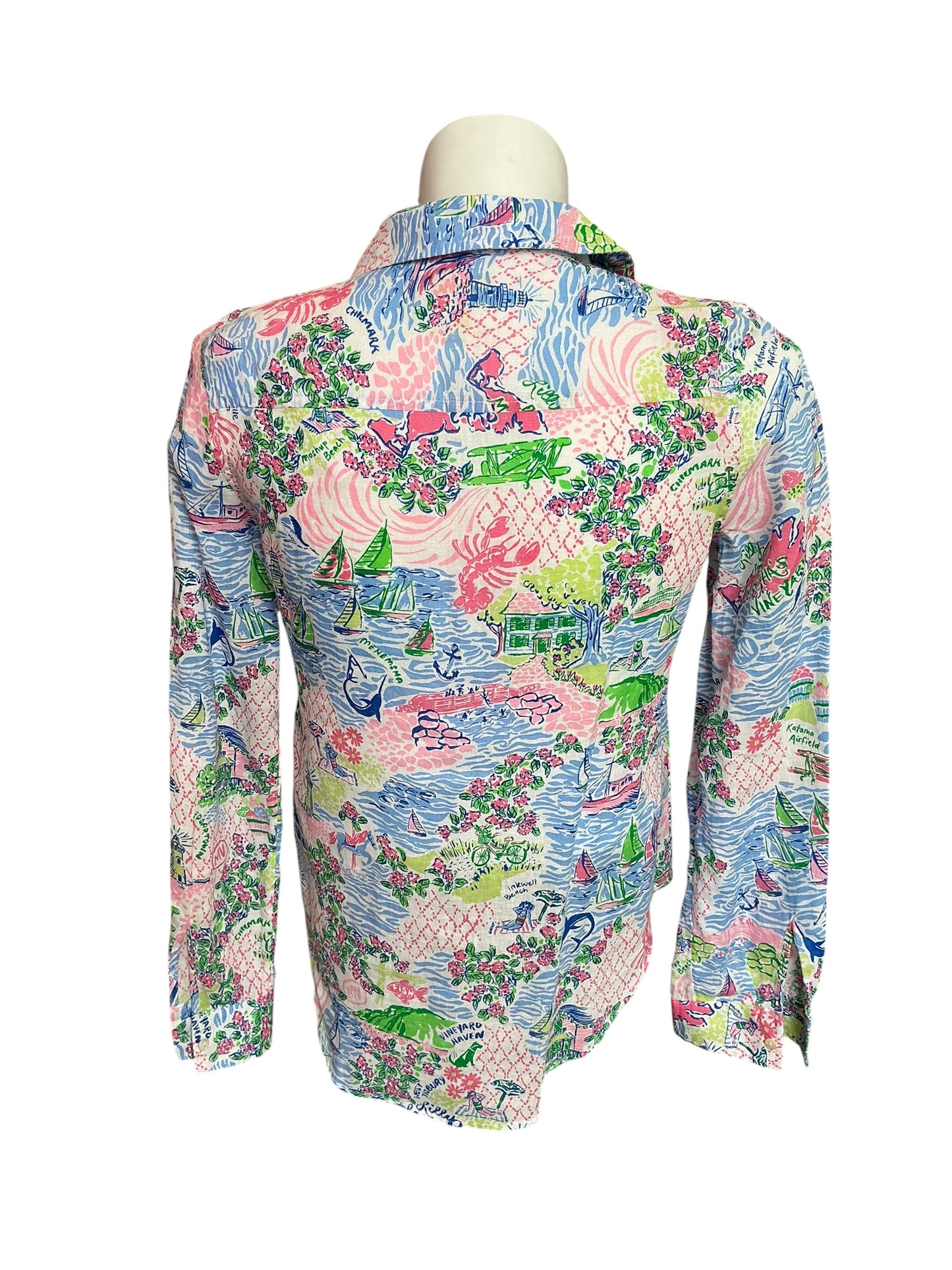 Lilly Pulitzer Sea View Button Down multi Lilly Loves Marthas Vi - Size S