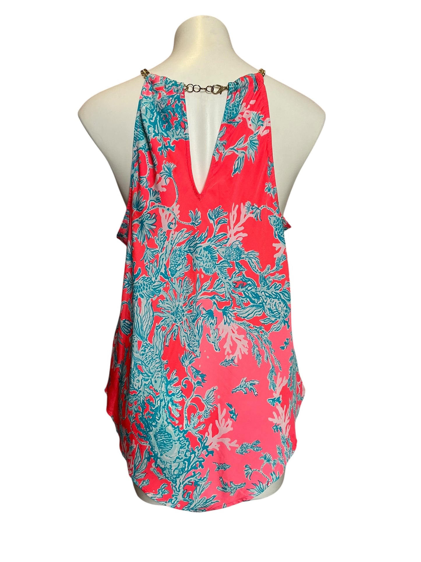 Lilly Pulitzer Cabana Halter Top Shelly Bay Coral Spritz - Size L