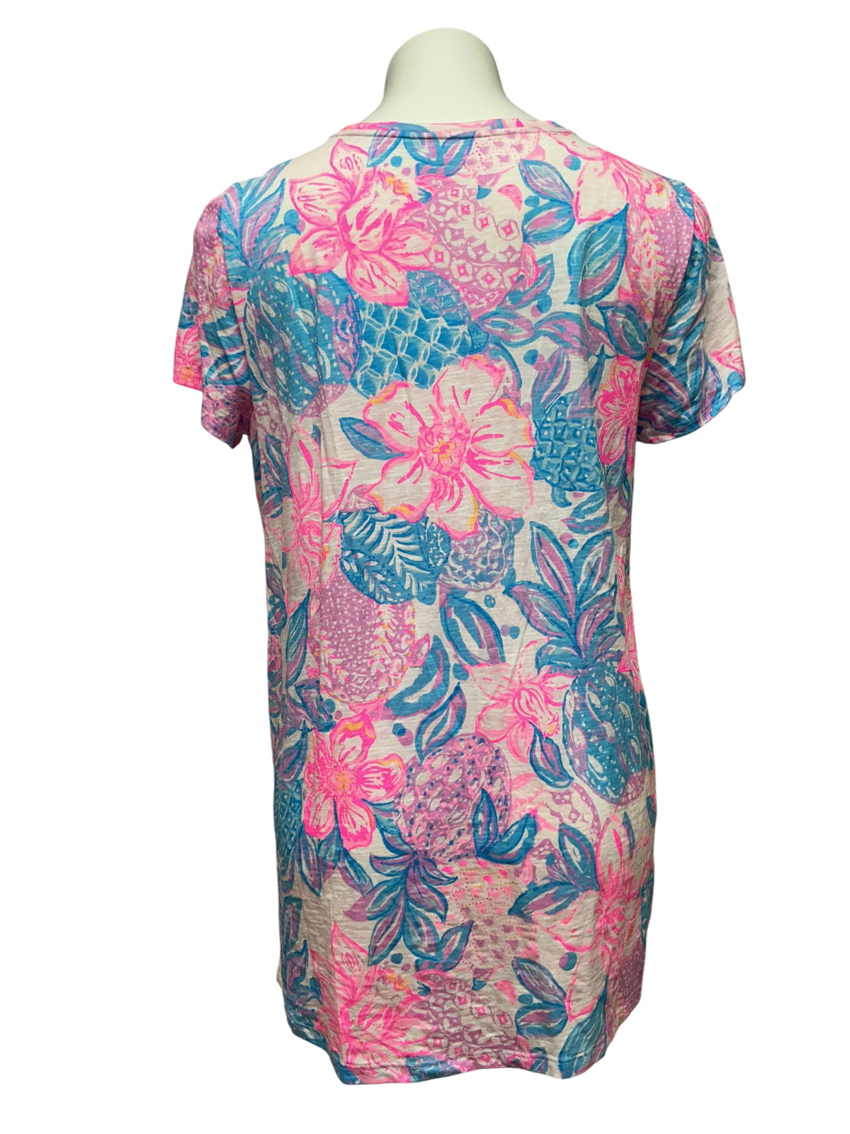 Lilly Pulitzer Etta V Neck Top Pink Isle Snappy Turtle - Size L