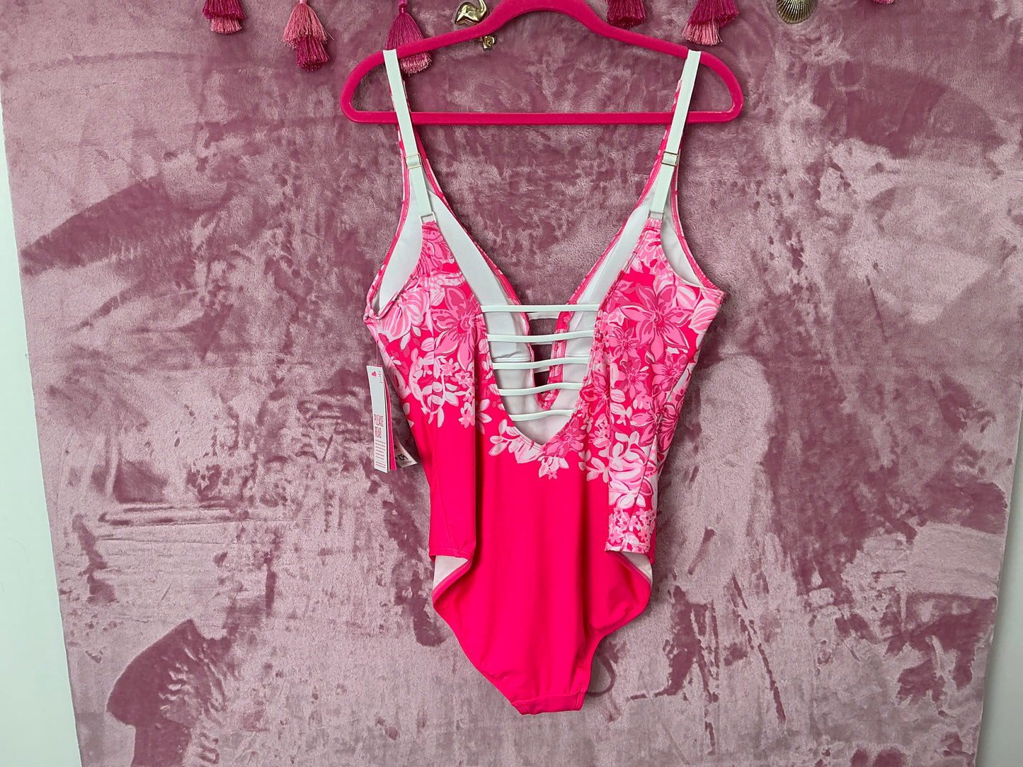 Lilly Pulitzer Bathing Suit NWT - Jaspen One Piece - Roxie Pink - Shadow Dancer - Engineered One Piece - Size 16