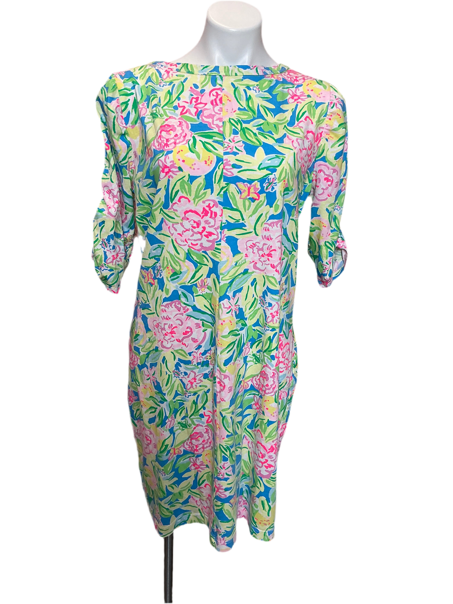 Lilly Pulitzer BELDEN ELBOW SLEEVE DRESS MULTI GROVE GARDEN - Size XL