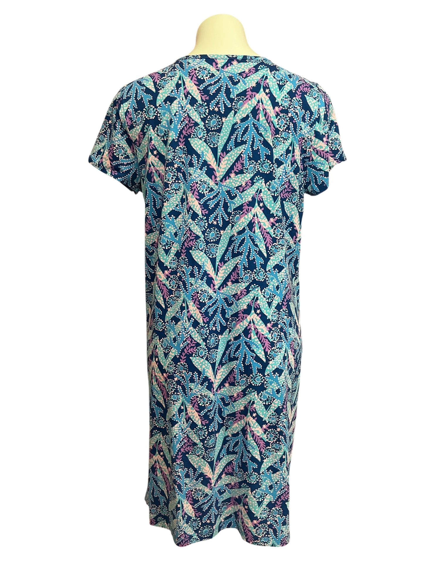 Lilly Pulitzer Etta Short Sleeve Dress Barton Blue Star Gazing - Size L