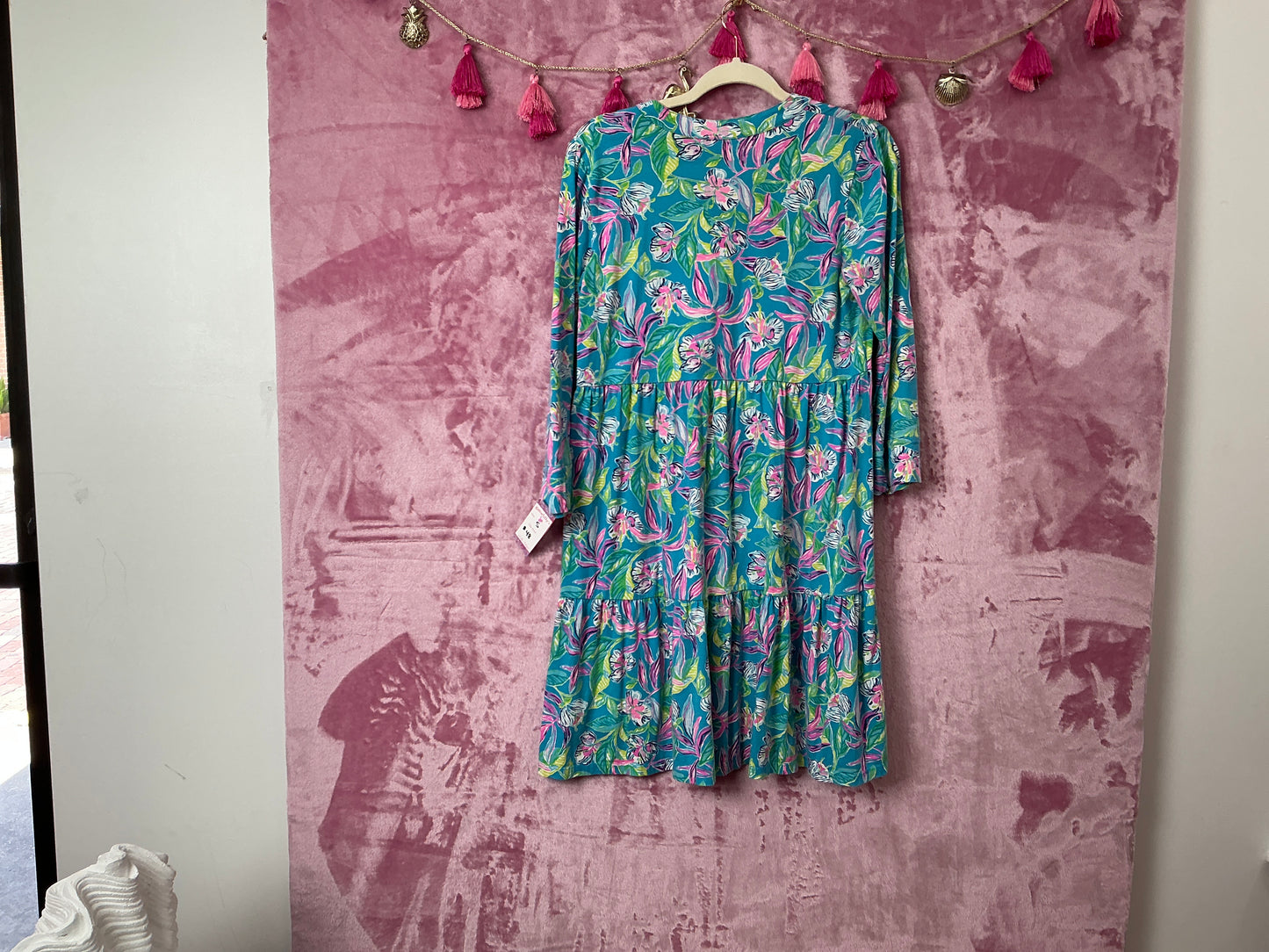 Lilly Pulitzer Alaina Dress - Formentera Turquoise Keep On Beleafing - Size S
