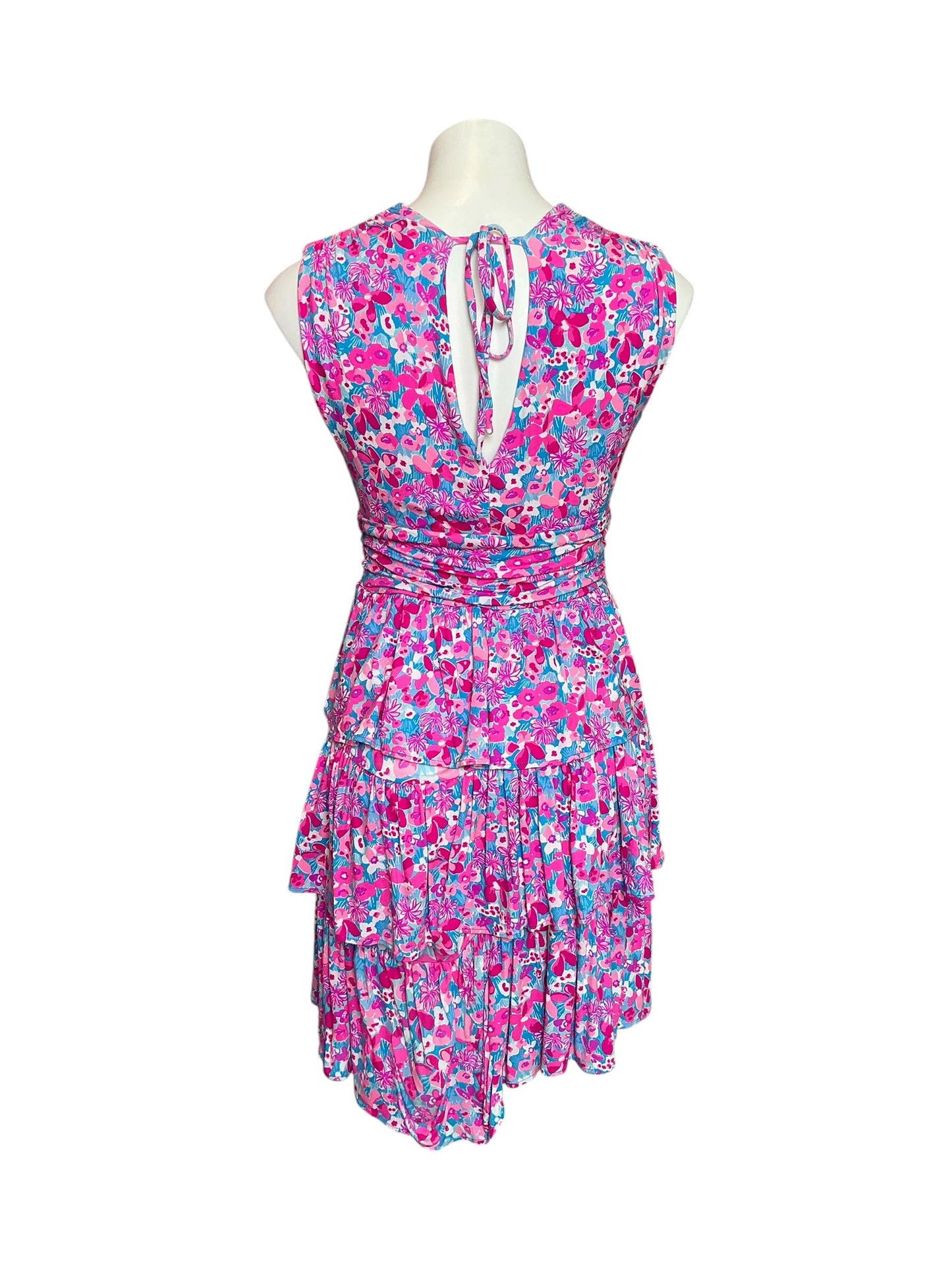 Lilly Pulitzer Faye V-Neck Ruffle Dress Aura Pink Baby Bloomer - Size S