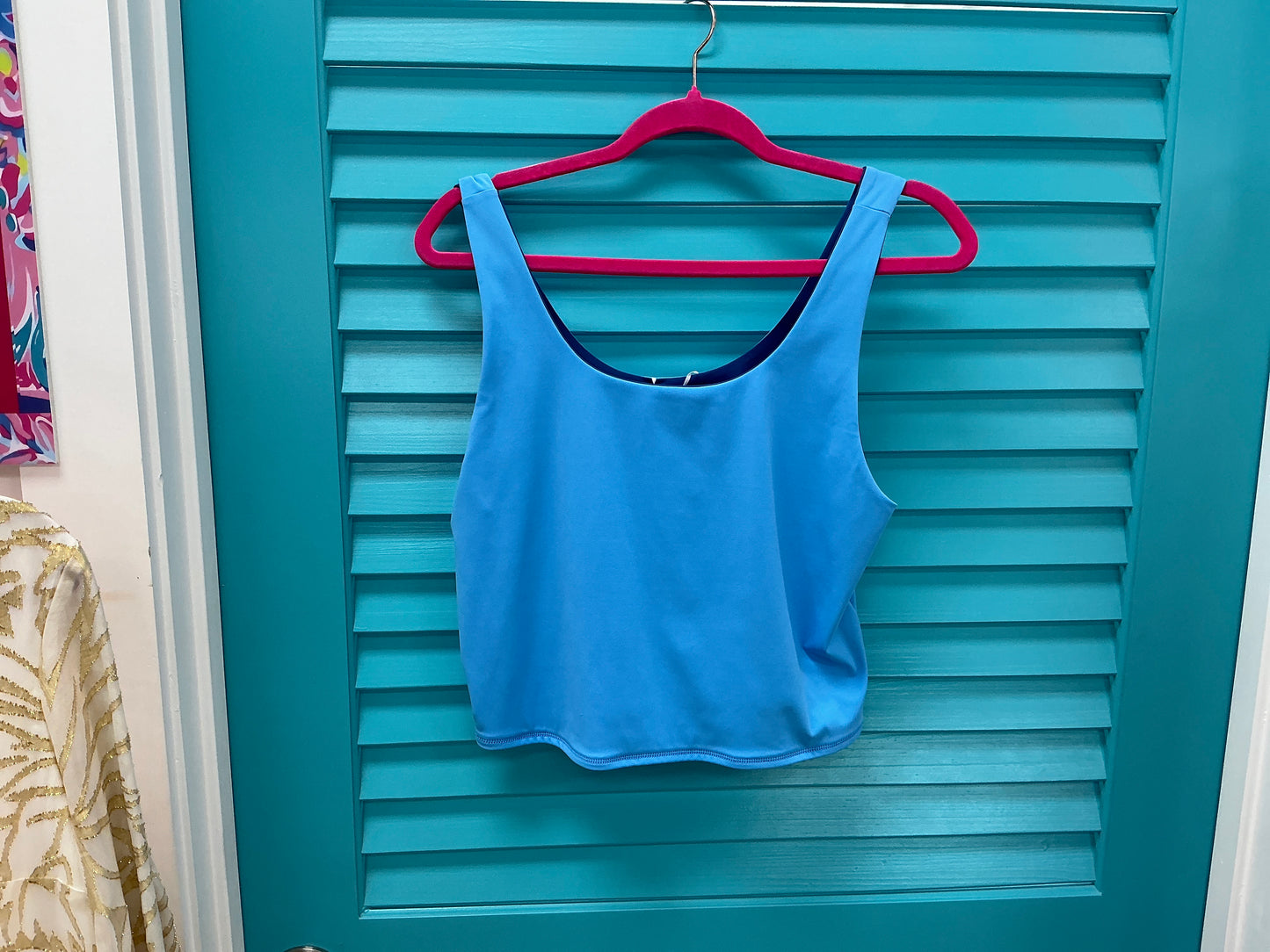 Lilly Pulitzer Top NWT - Ari Reversible Active Tank UPF 50+ - Barton Blue - Size L