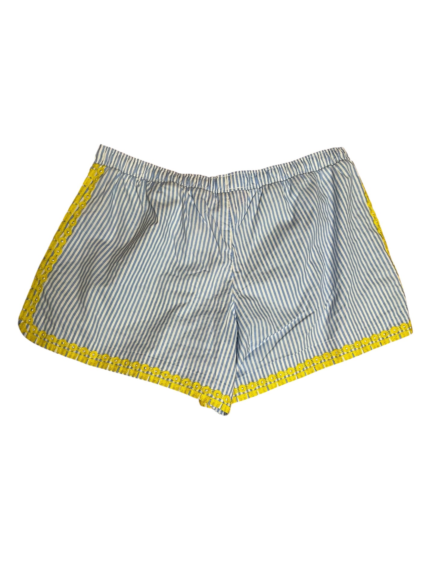 Lilly Pulitzer Katia Embroidered Short Blue and White Seersucker Swizzle Stripe - Size L