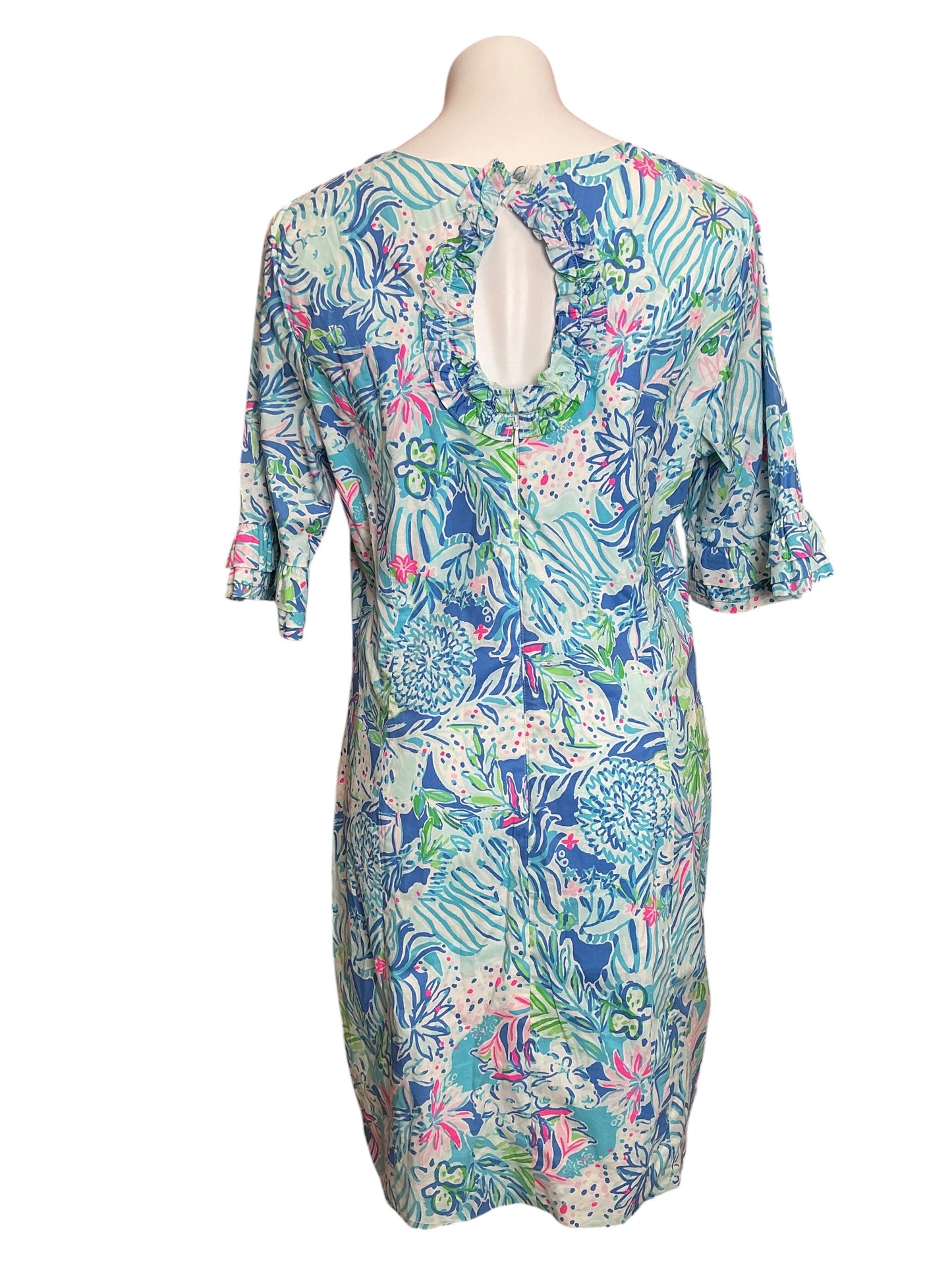 Lilly Pulitzer Fiesta Stretch Dress Coastal Blue Lion Around - Size 14