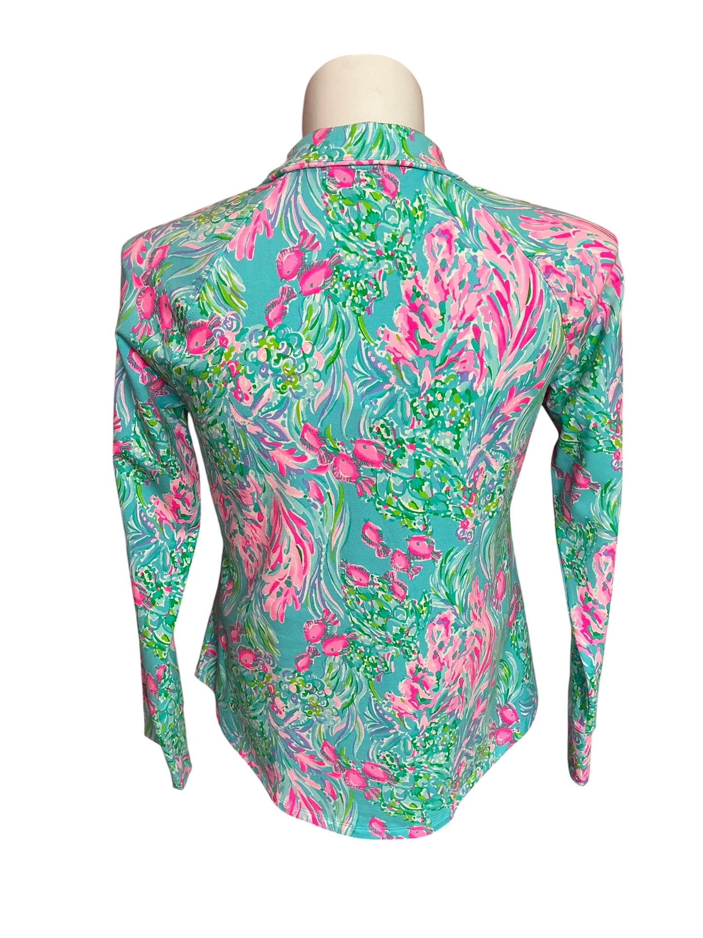 Lilly Pulitzer NWT UPF 50+ Skipper Popover Amalfi Blue Best Fishes - Size L
