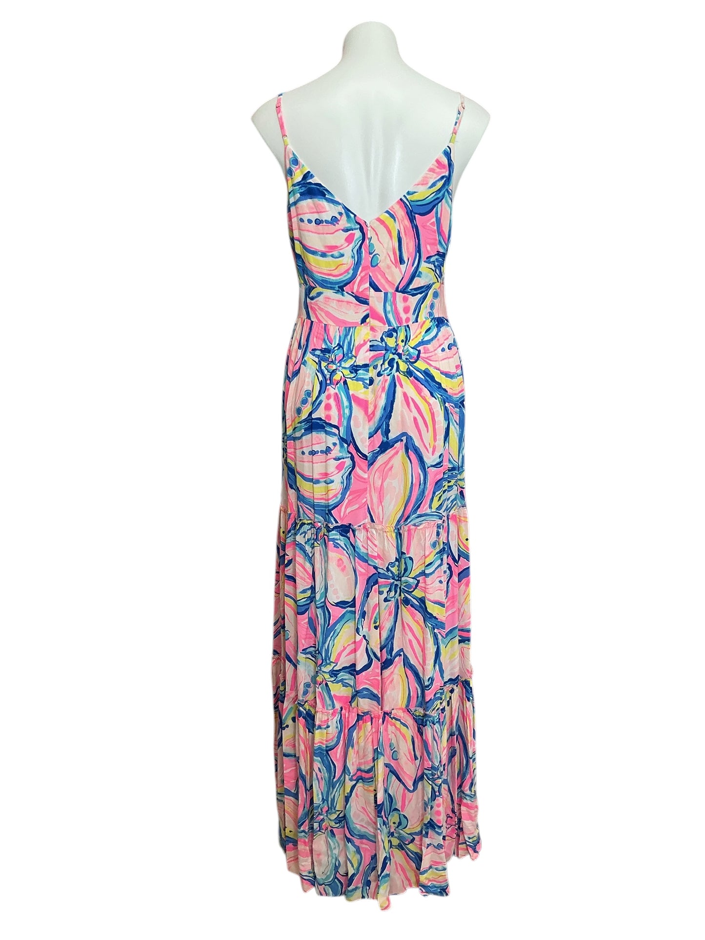 Lilly Pulitzer Melody Maxi Dress Pink Tropics Tint Tangerine Dream - Size 8