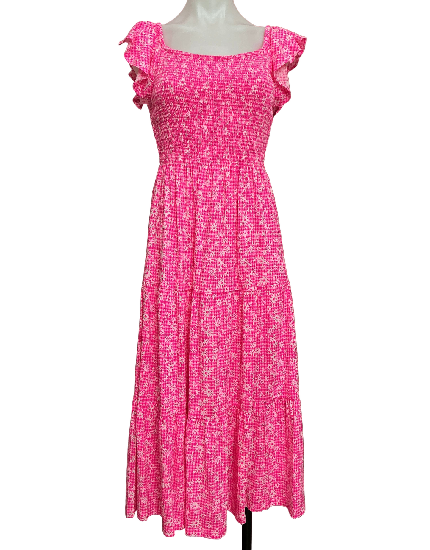 Lilly Pulitzer NWT Jilly Smocked Midi Dre Aura Pink Check You Out - Size S