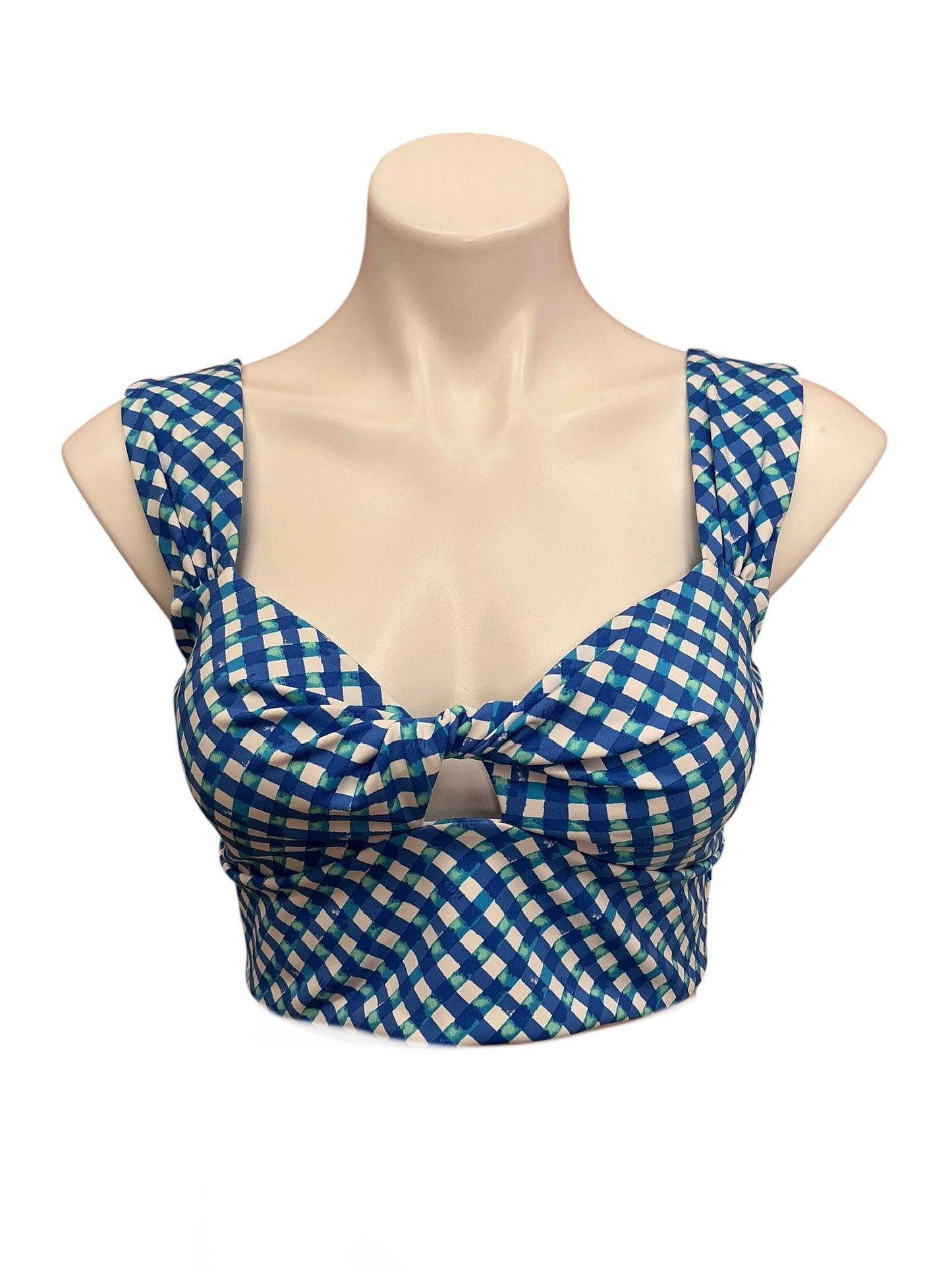 Lilly Pulitzer NWT Calusa Sports Bra UPF 50+ Boca Blue Double Checking- Size M