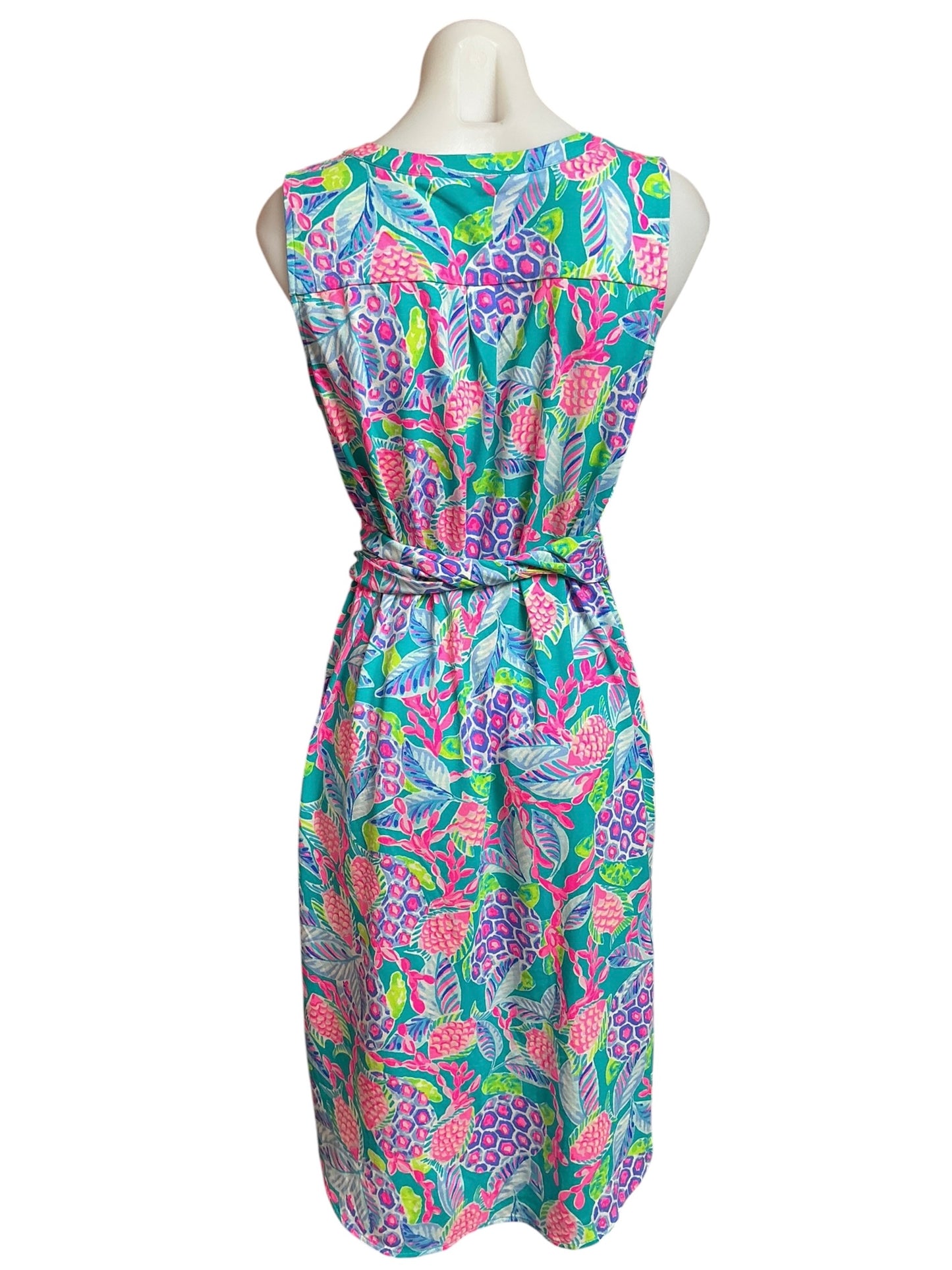 Lilly Pulitzer Dress Maldives Green Turtle Wave - Size S