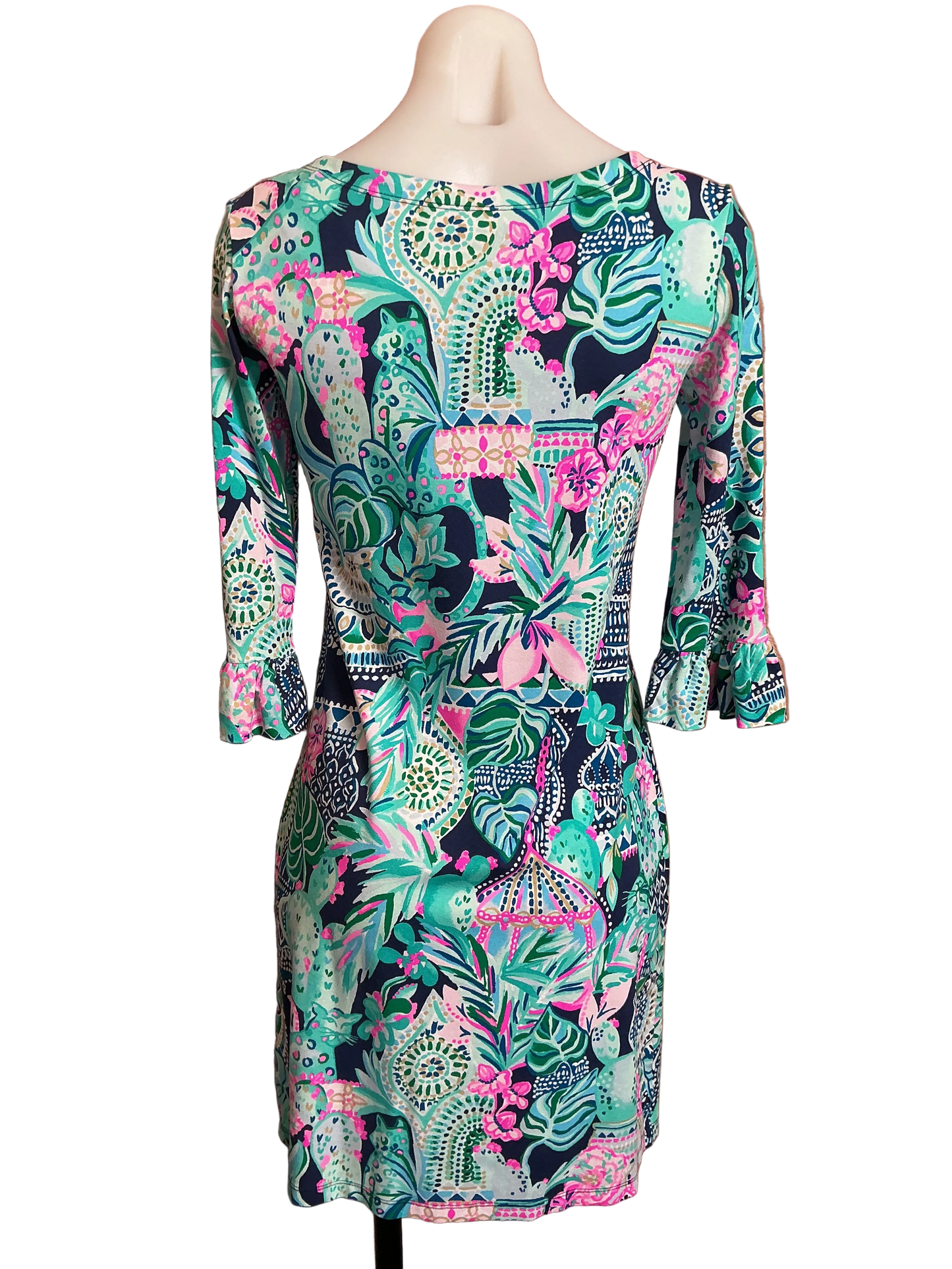 Lilly Pulitzer UPF 50+ Sophie Ruffle Dress in the "Lookin Sharp" print - Size XS