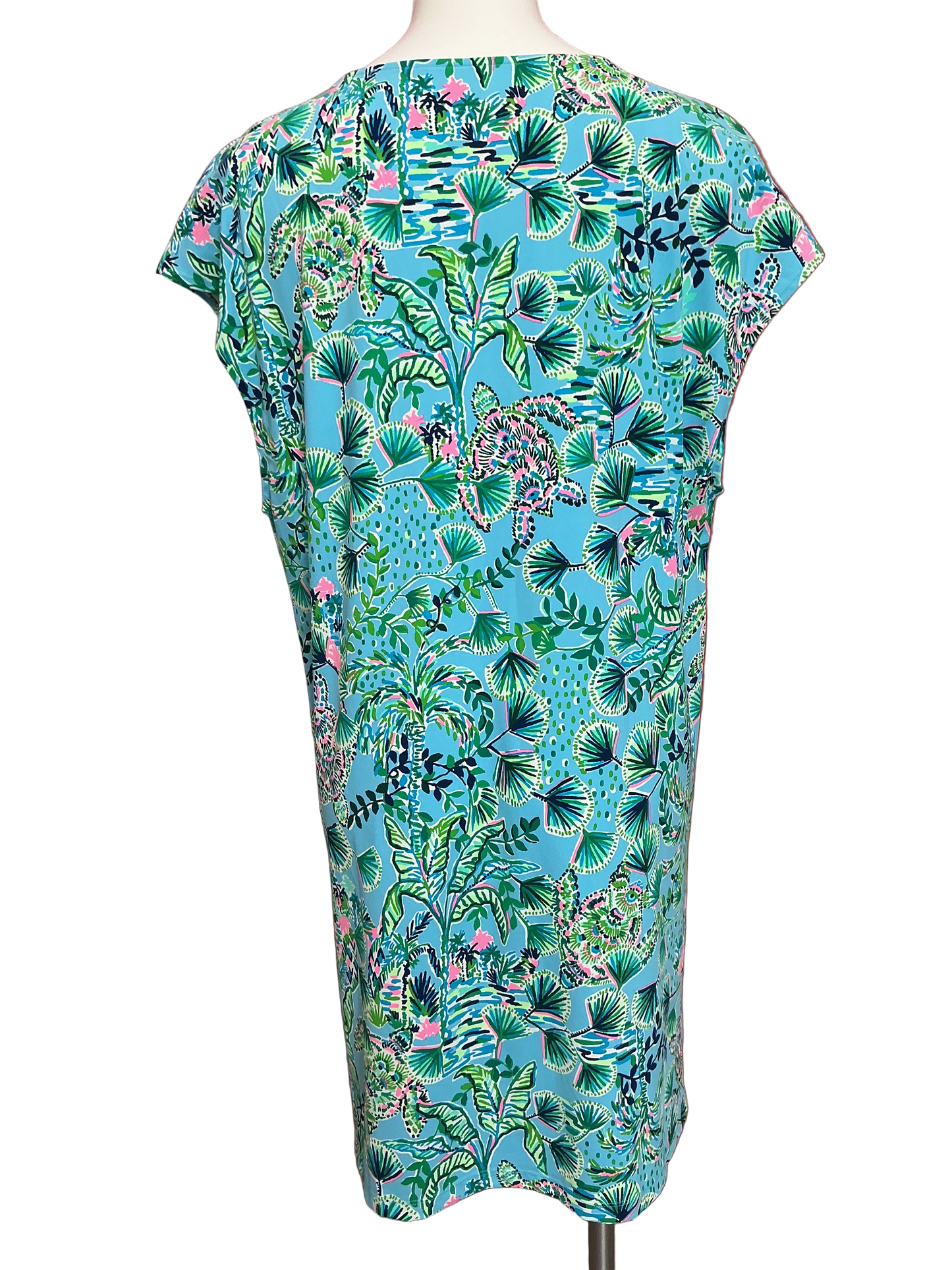 Lilly Pulitzer Women's Talli V-Neck Coverup, Blue Mosaic Shells Print- Size L