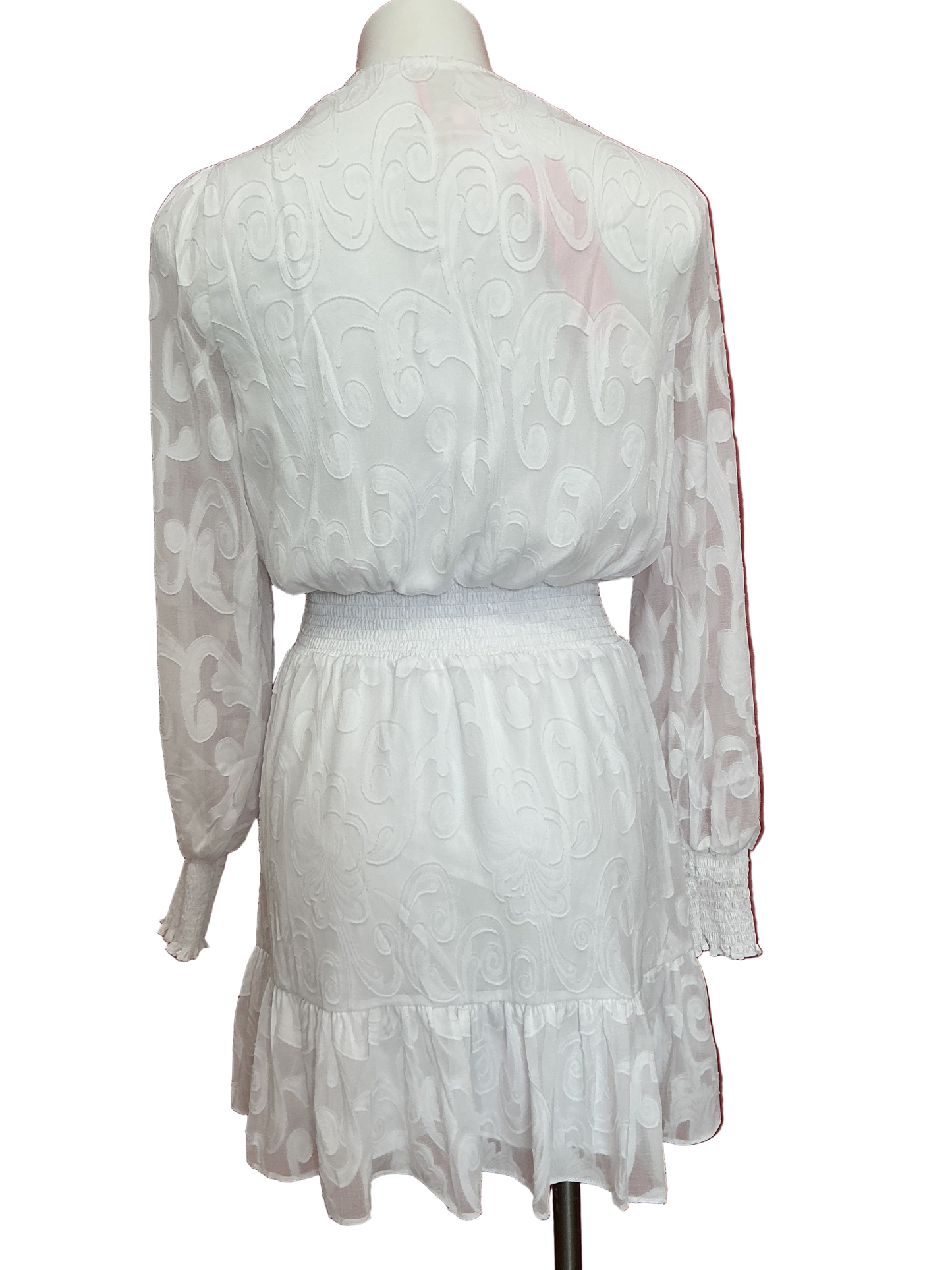 Lilly Pulitzer NWT Christiana Long Sleeve Dress Resort White Poly Crepe Swirl Clip - Size 2