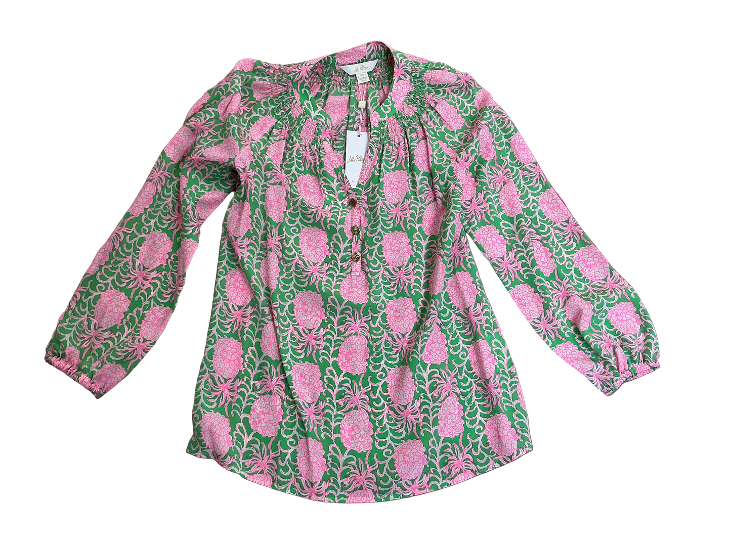 Lilly Pulitzer NWT Elsa Top Fauna Green Party Like A Pineapple - Size XS