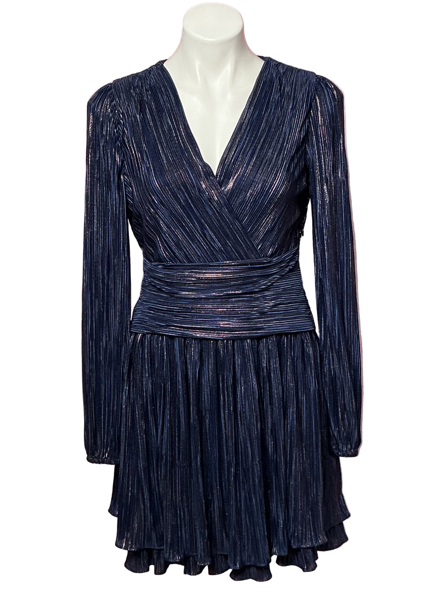 Lilly Pulitzer NWT - Jessamine Long Sleeve Dress - Low Tide Navy Foil Printed Crinkle Woven - Size 4