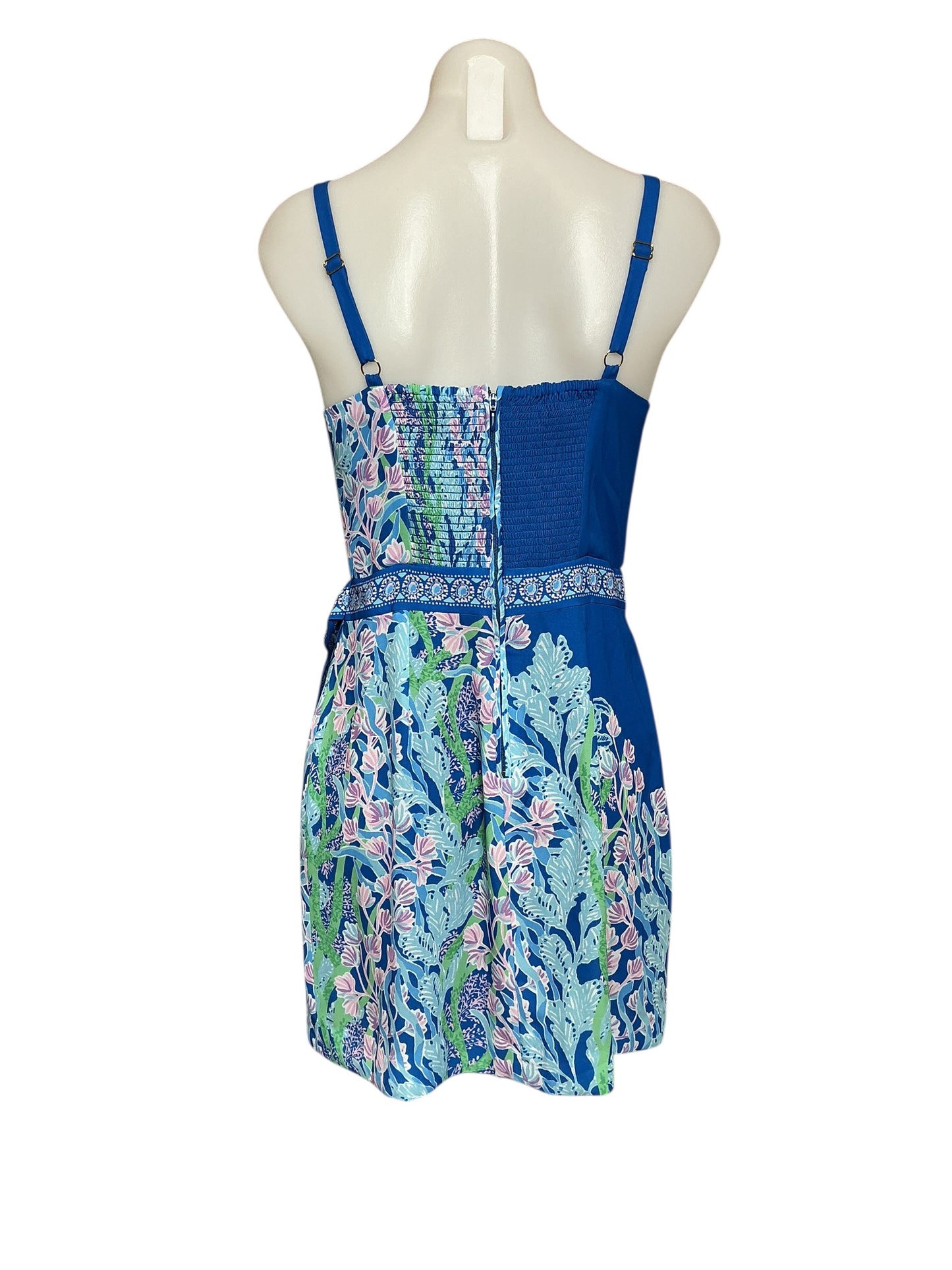 Lilly Pulitzer NWT Nettie Skirted Romper - Barton Blue Seacret Escape Engineered Romper - Size 4