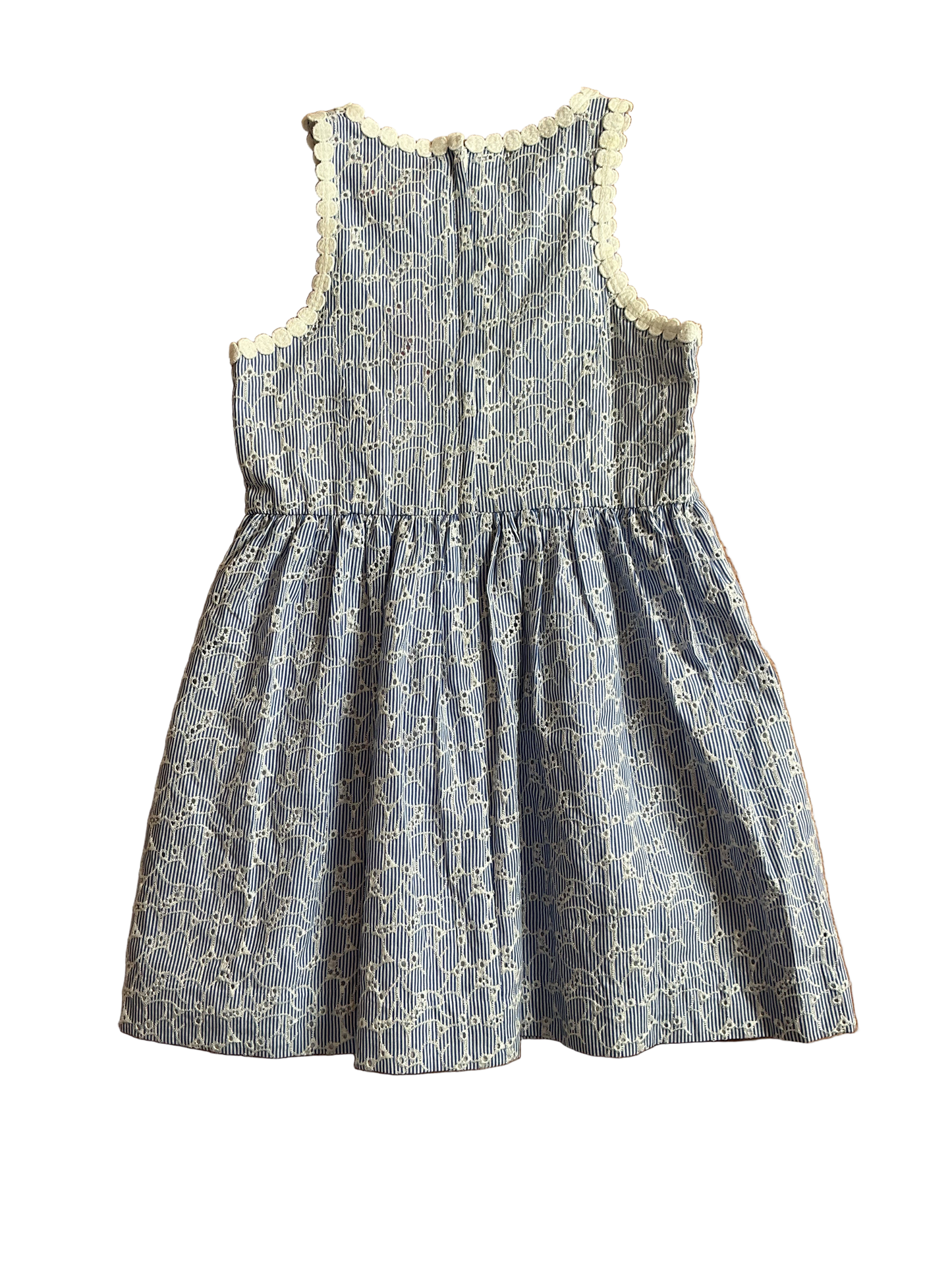 Lilly Pulitzer NWT Mini Tori Dress Crew Blue Tint Yarn Dye Stripe Floral Eyelet - Size 6