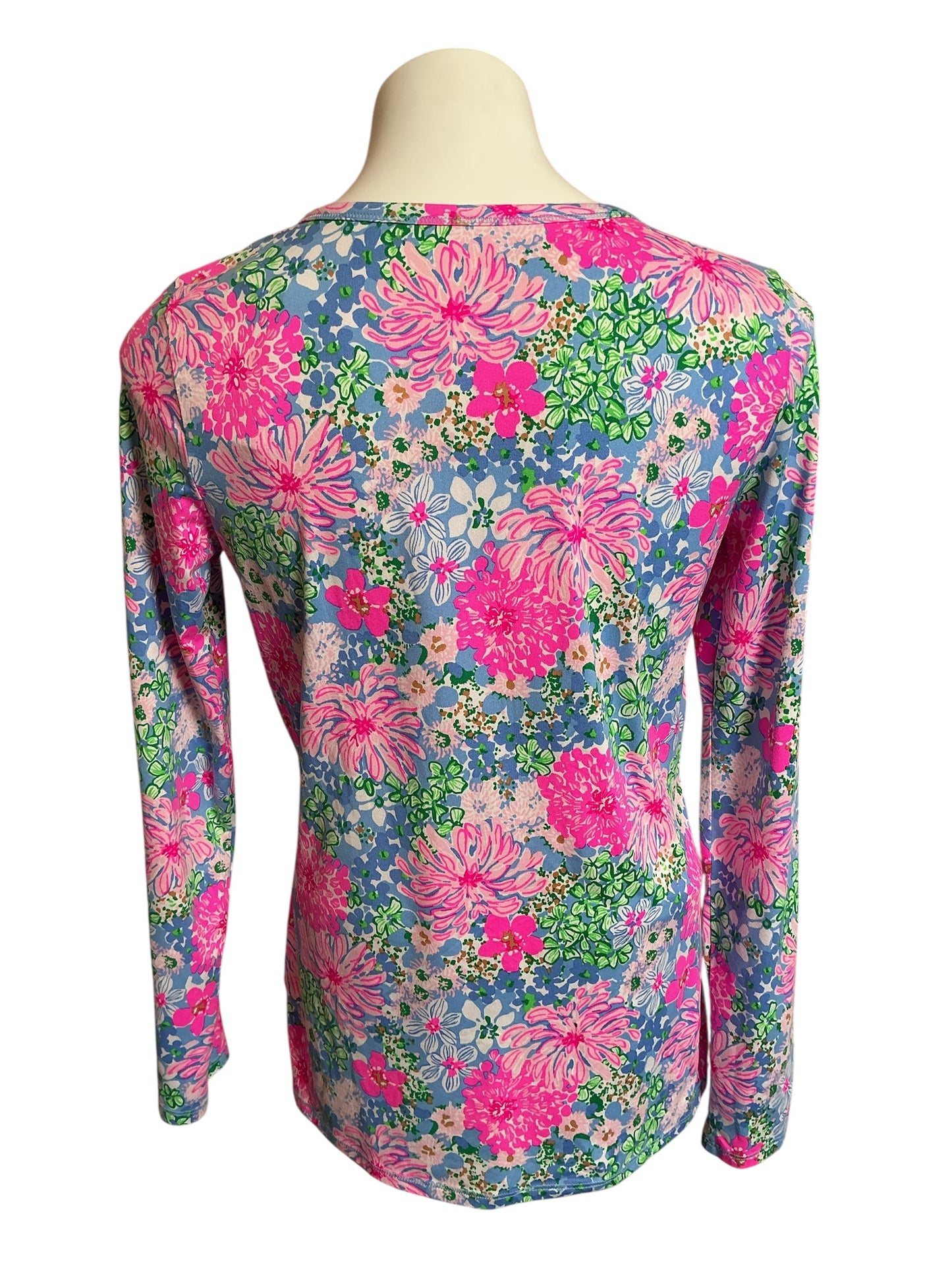 Lilly Pulitzer PJ Knit Long Sleeve Henley Top Multi Lil Soiree All Day - Size S