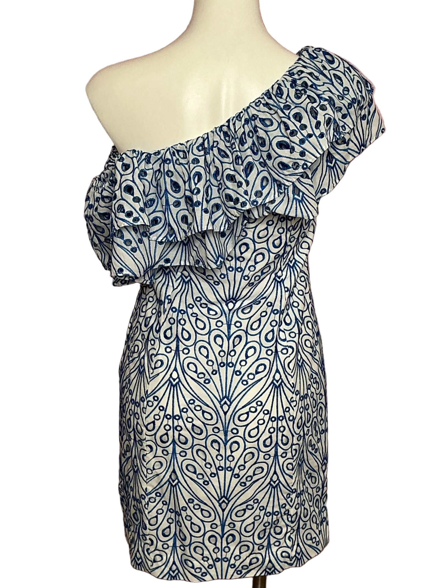 Lilly Pulitzer NWT - Sundea One Shoulder Eyelet - Blue Tang Hey Soleil Eyelet - Size 2