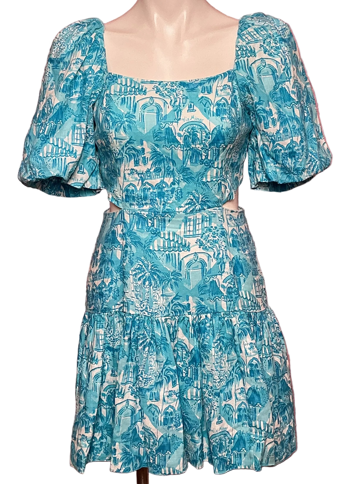 Lilly Pulitzer NWT - Kylannne Elbow Sleeve Linen Mini Dress - Amalfi Blue Sunny State Of Mind - Size 2