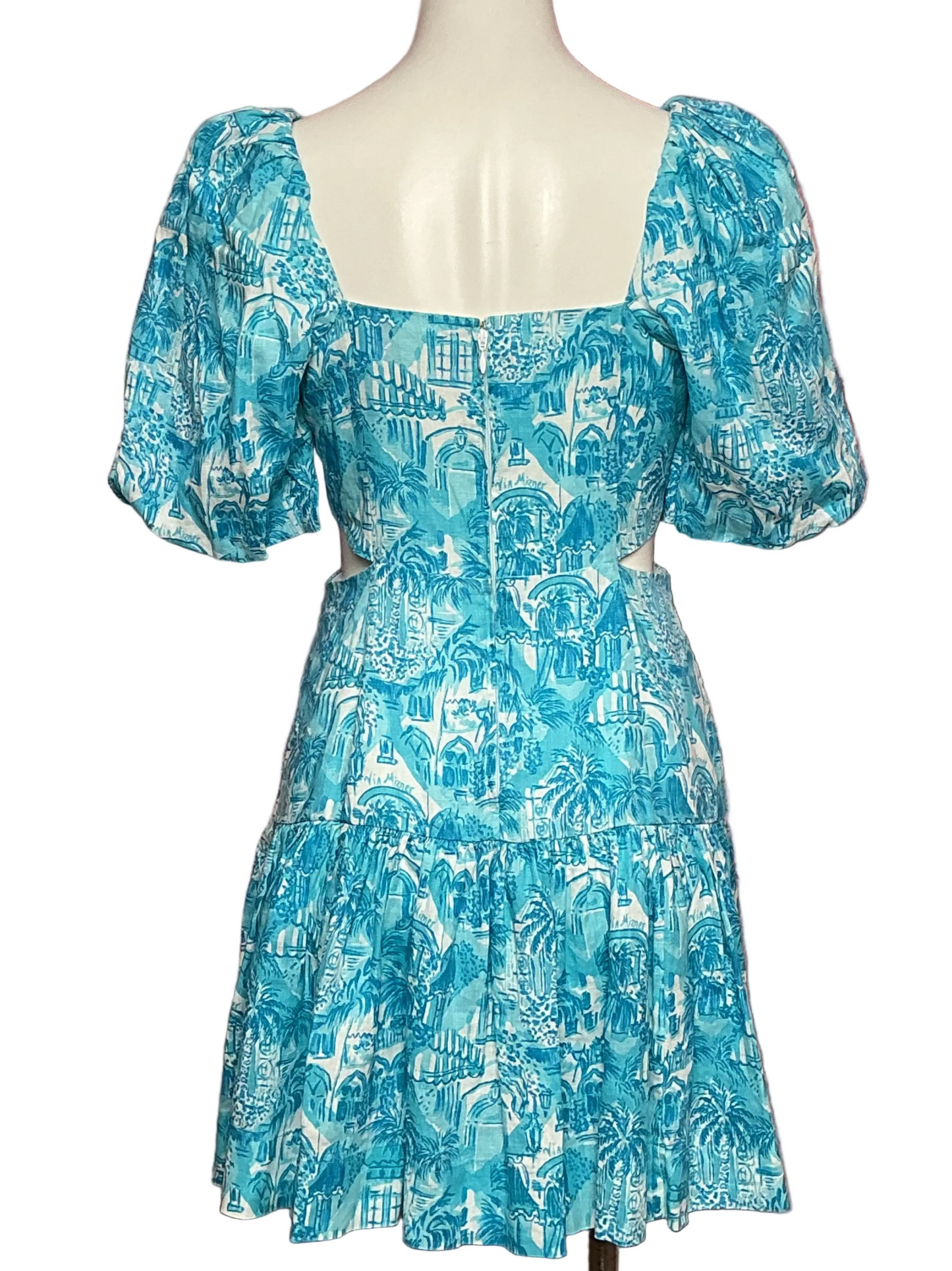 Lilly Pulitzer NWT - Kylannne Elbow Sleeve Linen Mini Dress - Amalfi Blue Sunny State Of Mind - Size 2