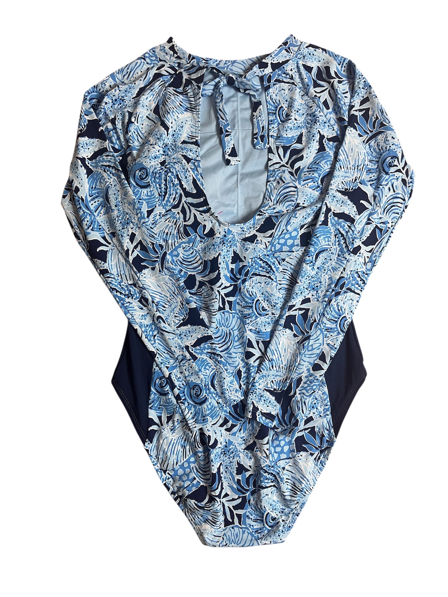 Lilly Pulitzer NWT Wynton Rashguard One Piece UPF 50+ - Bonaire Blue Coastal Constellation- Size 10