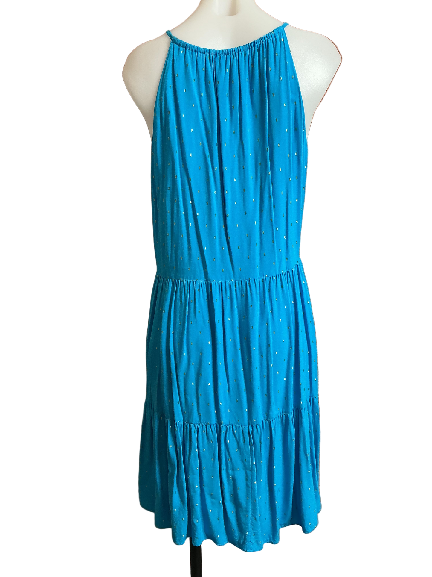 Lilly Pulitzer Litia Swing Dress Formentera Turquoise Metallic Clip Rayon Voile - Size L