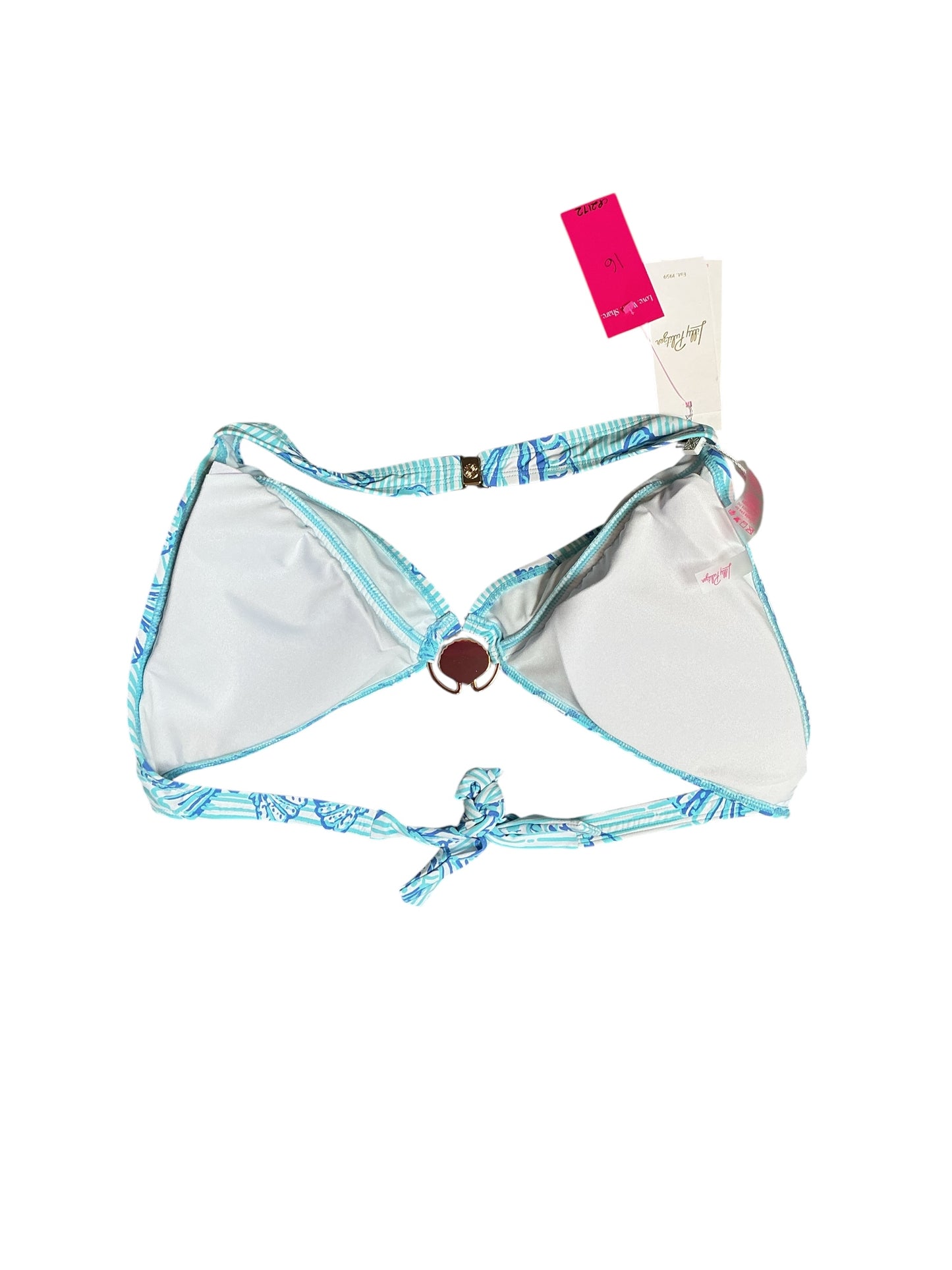 Lilly Pulitzer NWT Ketos Bikini Top Fresh Water Blue Cool As Shell - Size 16