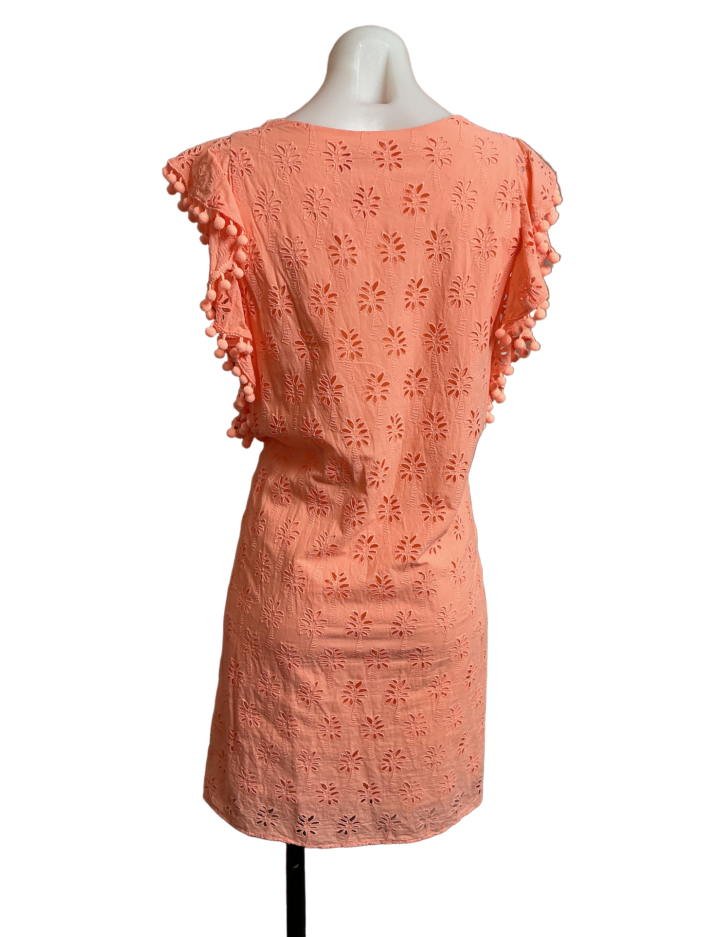 Lilly Pulitzer Astara Eyelet Dress Peach Flamingo Lilly Palm Tree Eyelet - Size M
