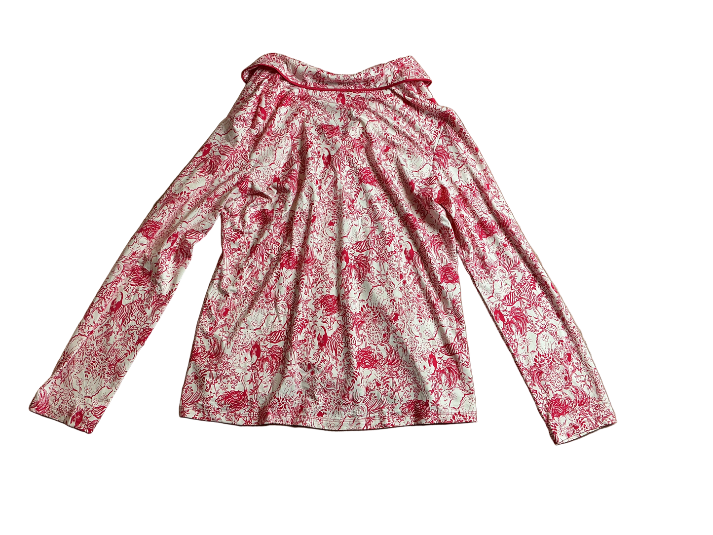 Lilly Pulitzer NWT Pj Knit Ls Button-up Raspberry Rouge Animal Magnetism - Size L