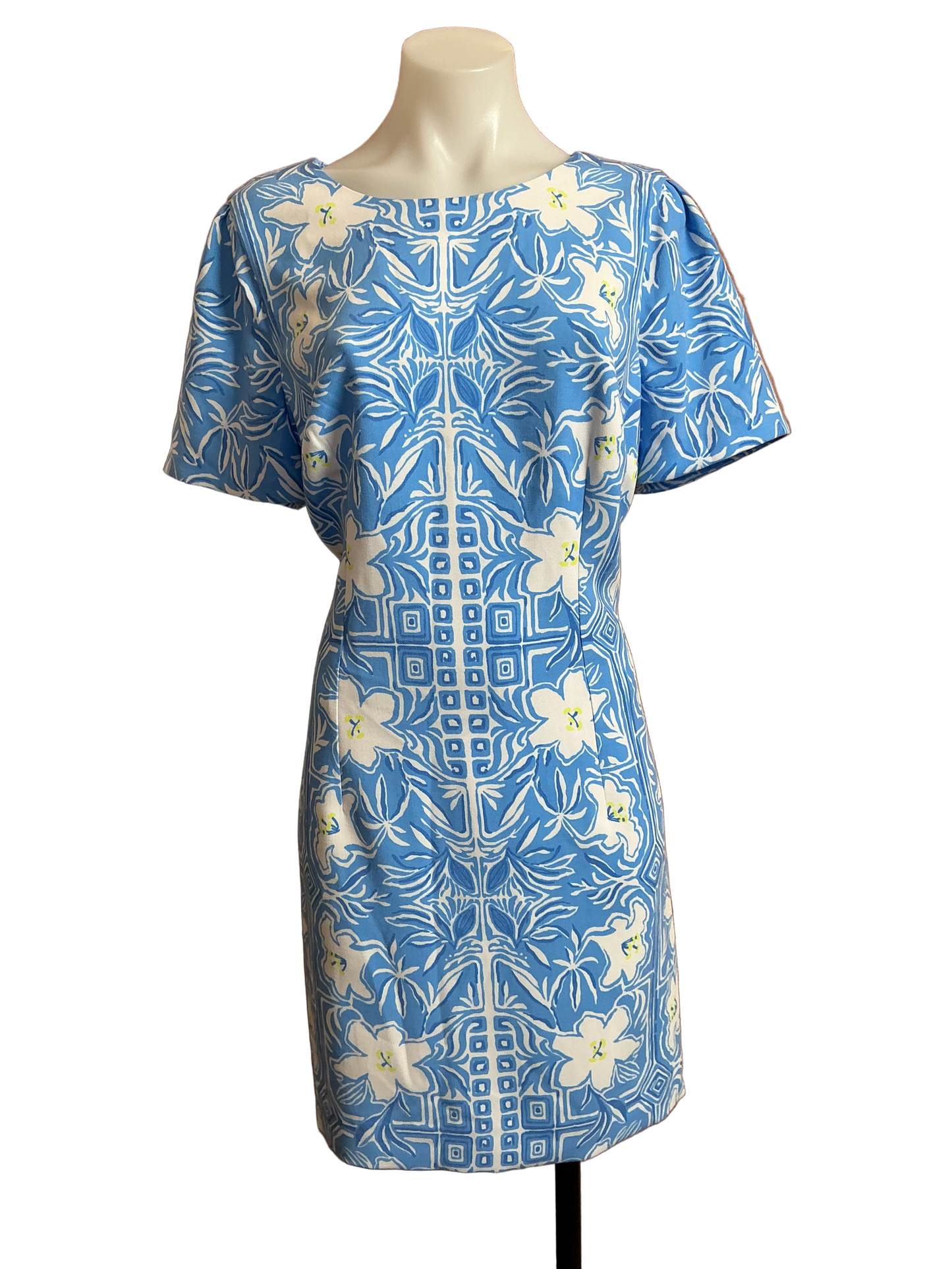 Lilly Pulitzer NWT Dixey Short Sleeve Stretch Shift Lunar Blue My Flutter Half Engineered Woven Dress - Size 12